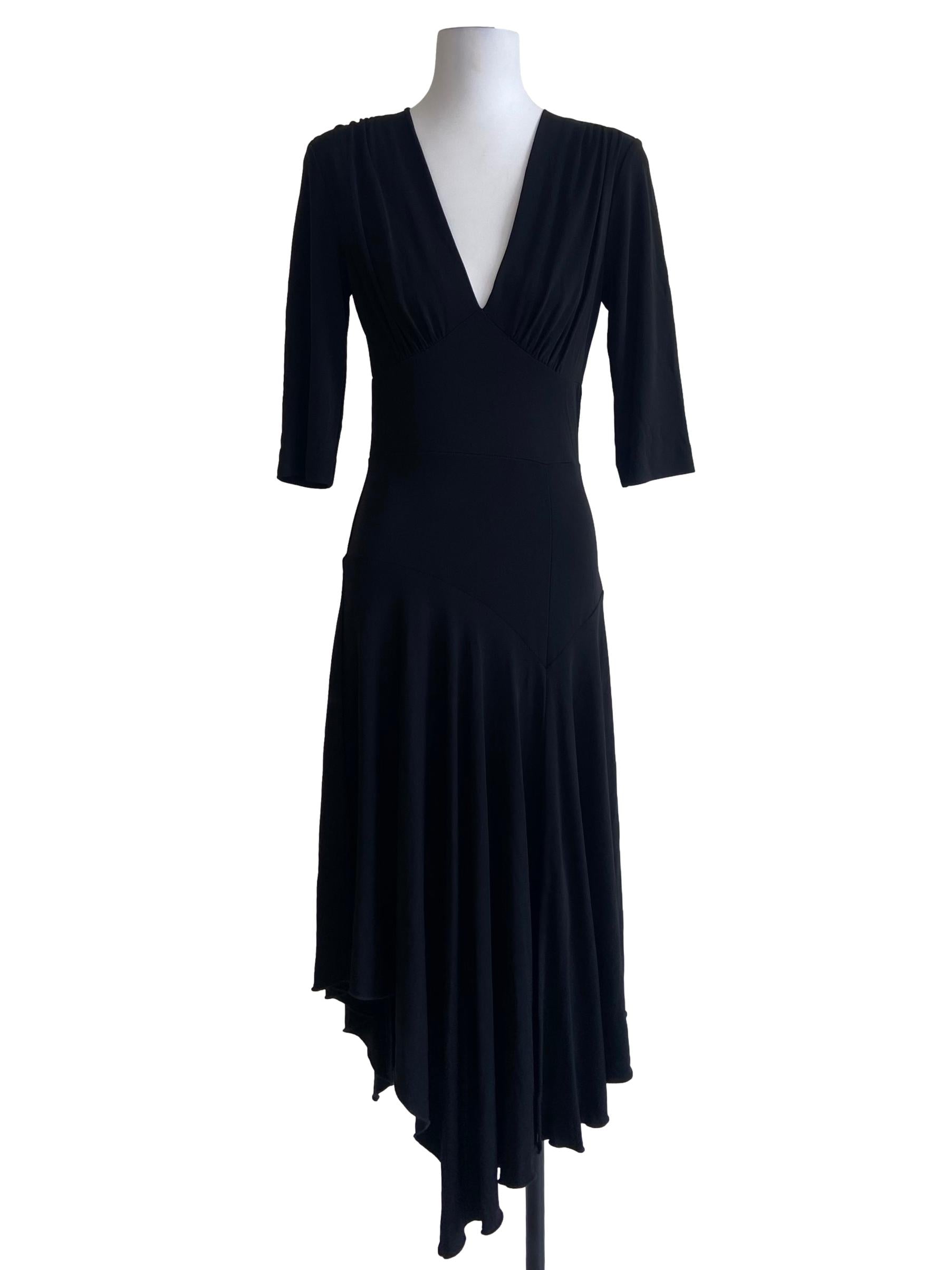 Black V-Neck Slit Dress