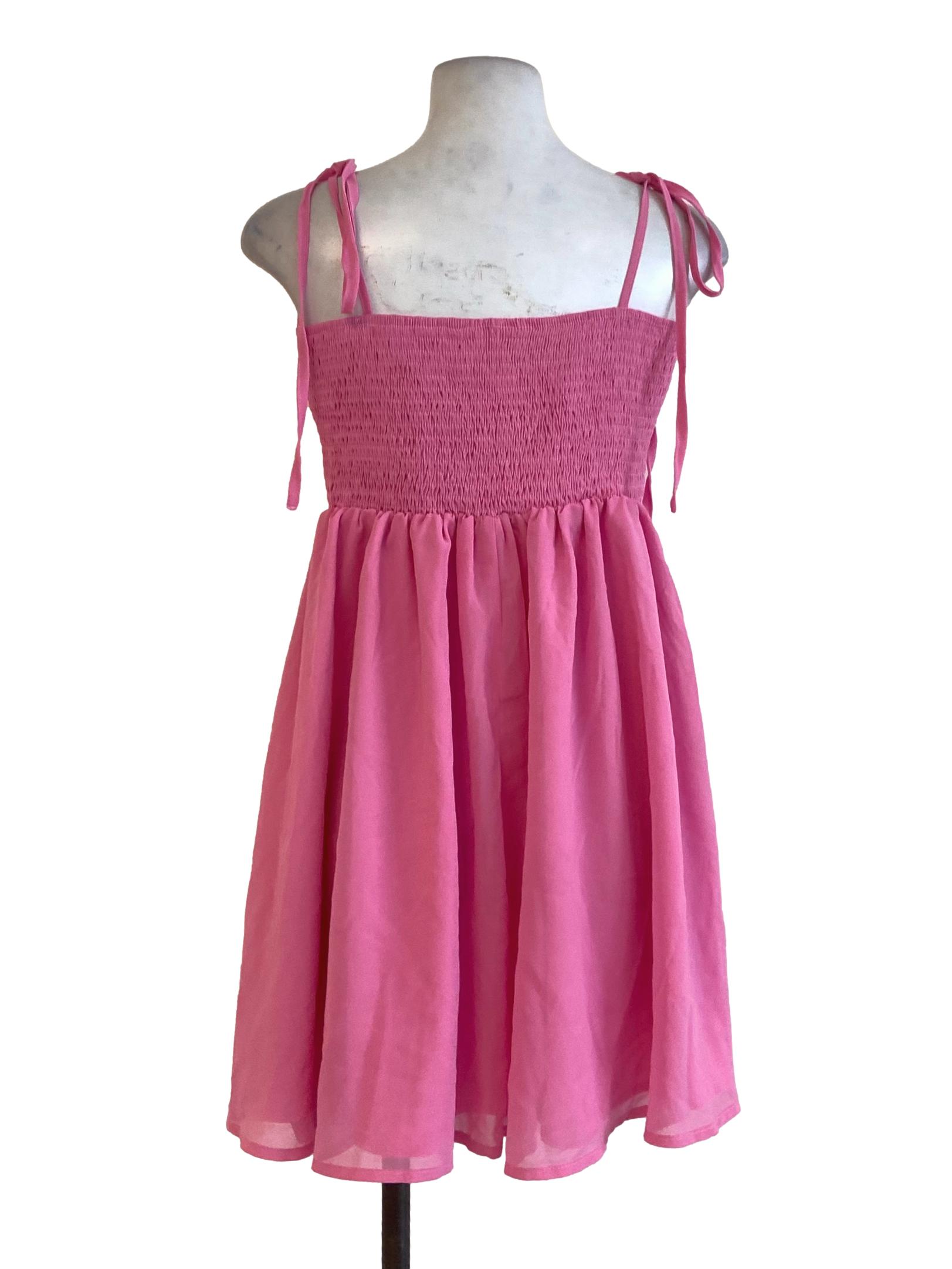 Rouge Pink Corset Spaghetti Strap Tent Dress