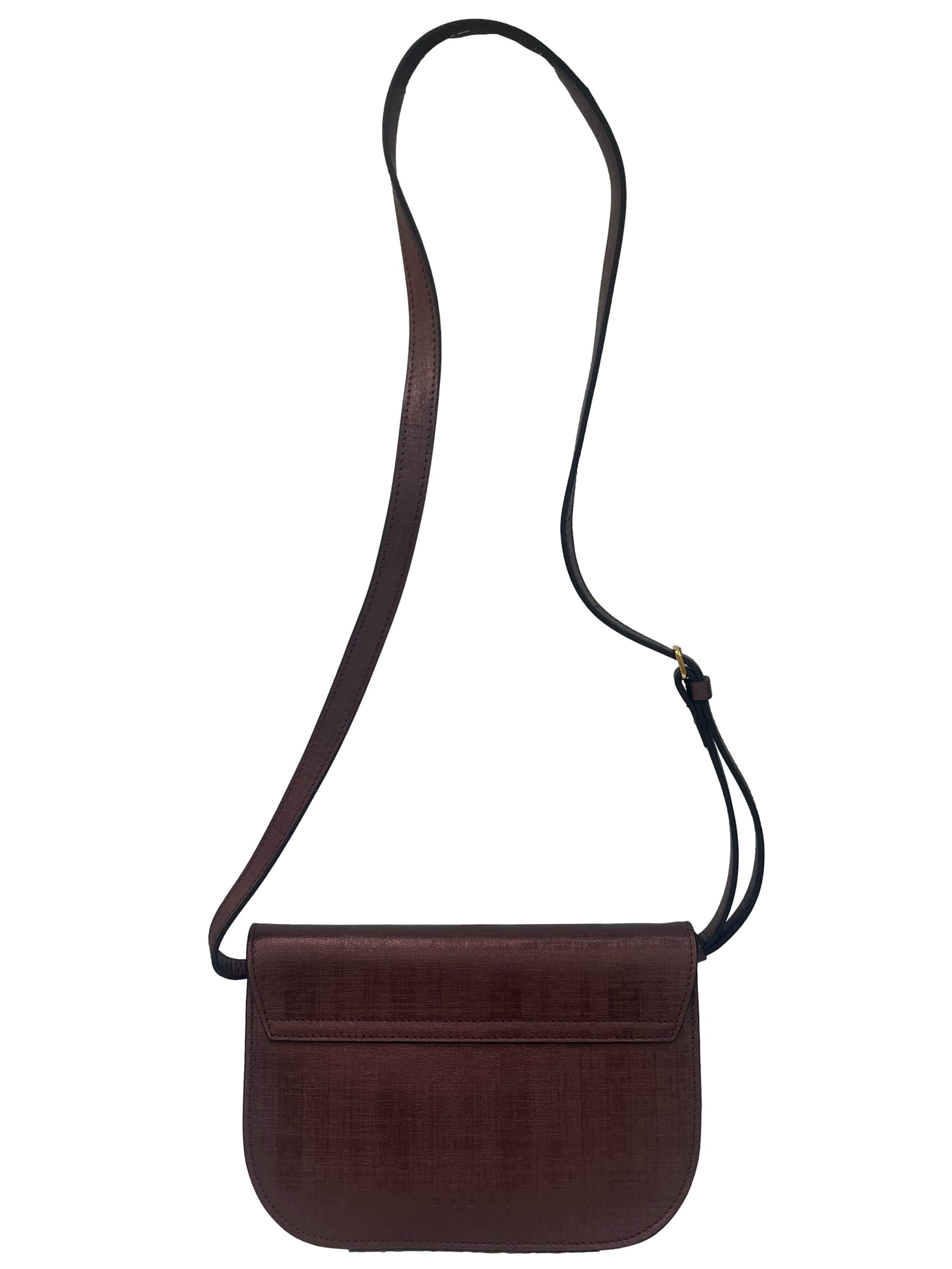 Plum Textured Small Crossbody Bag With Adjustable Straps