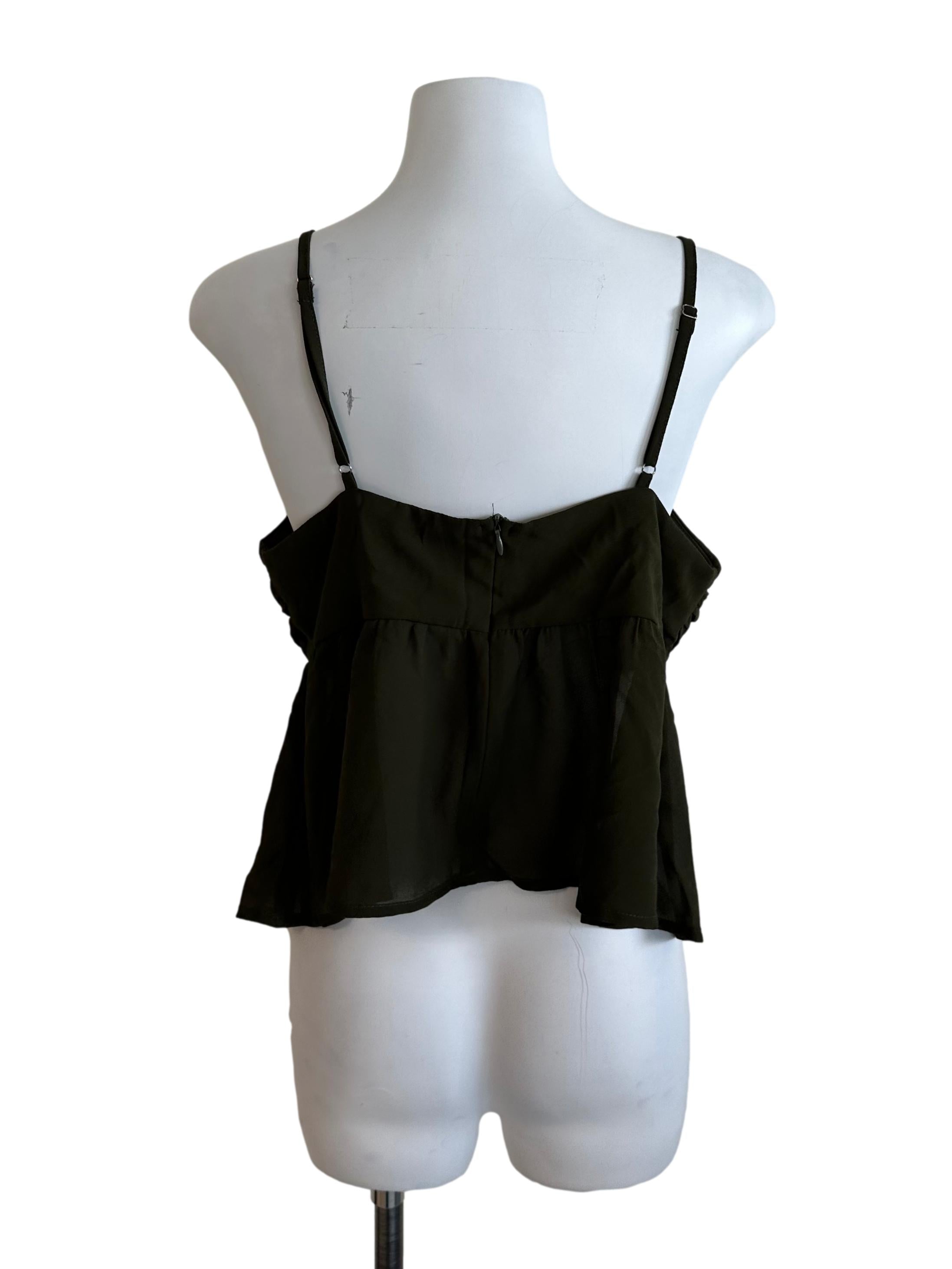 Moss Green Sweetheart Chiffon Babydoll Top