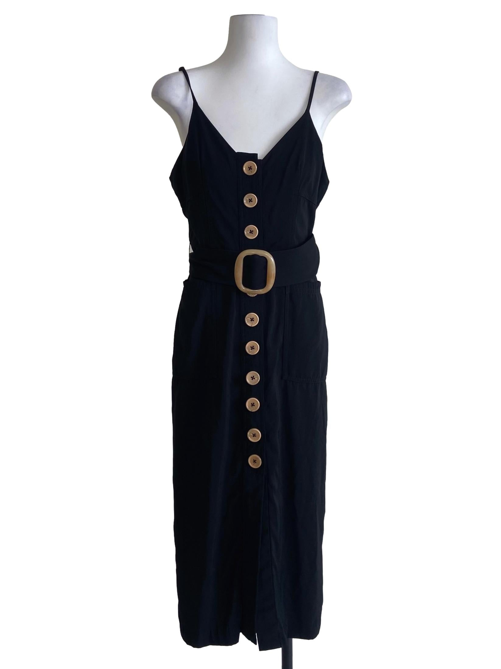 Black Button Down Apron Dress