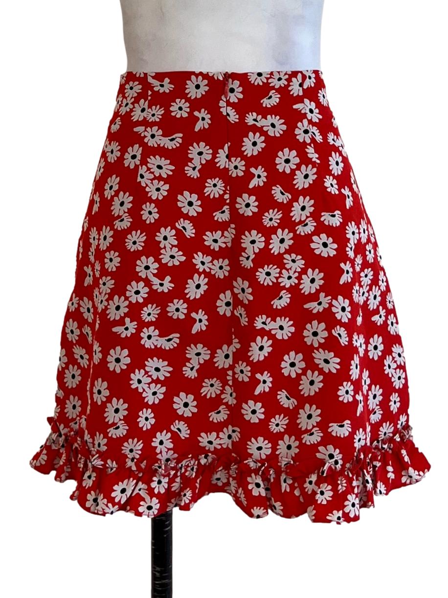 Rose Red Floral Mini Skirt