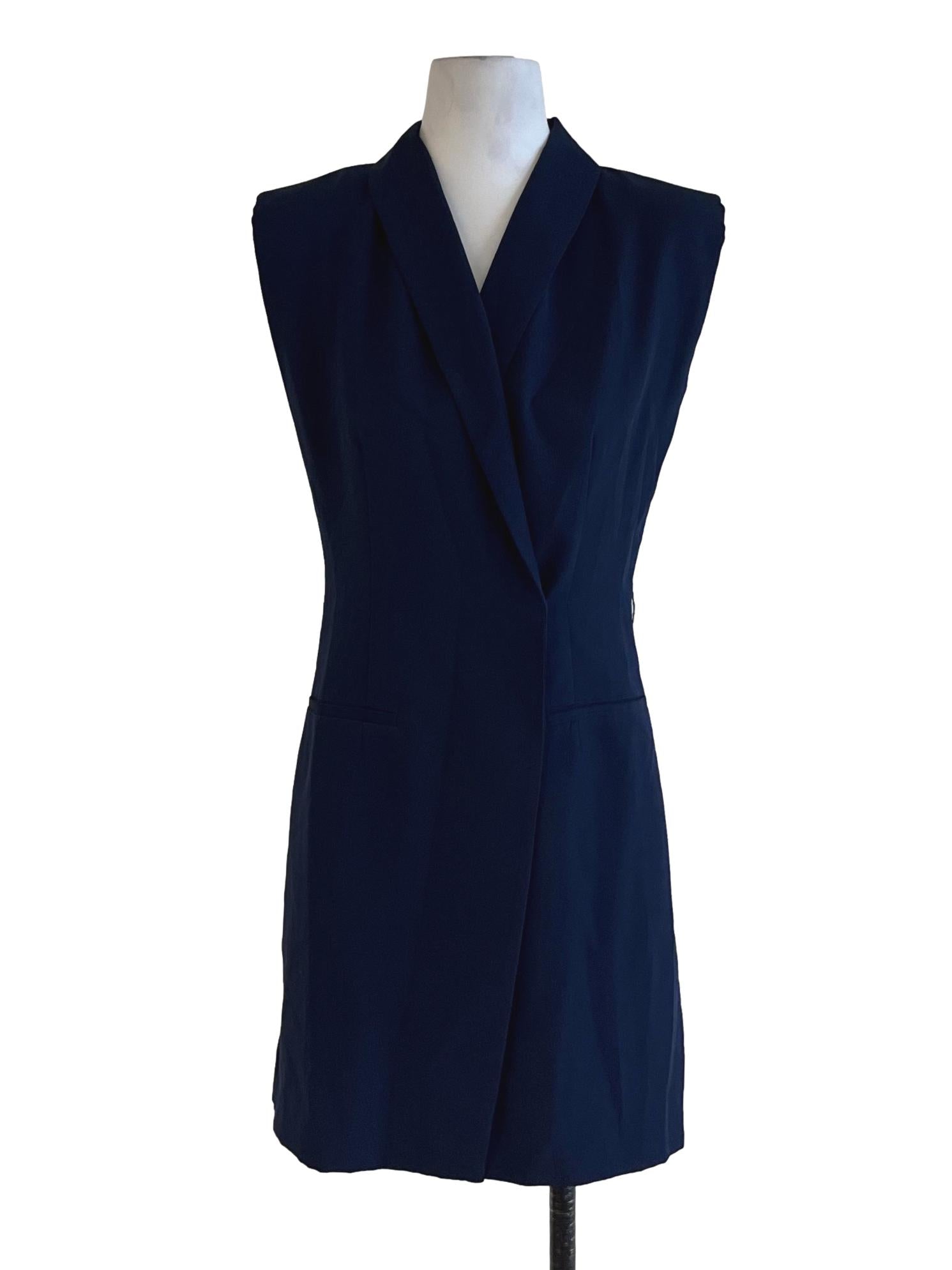 Navy Blue Wing Collar Sheath Dress LB