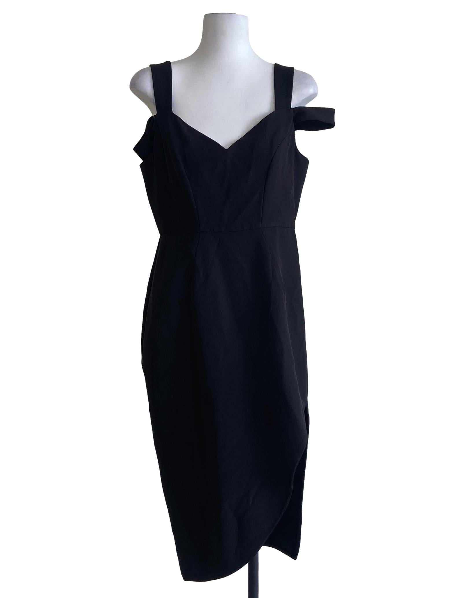 Black Slit Asymmetric Dress