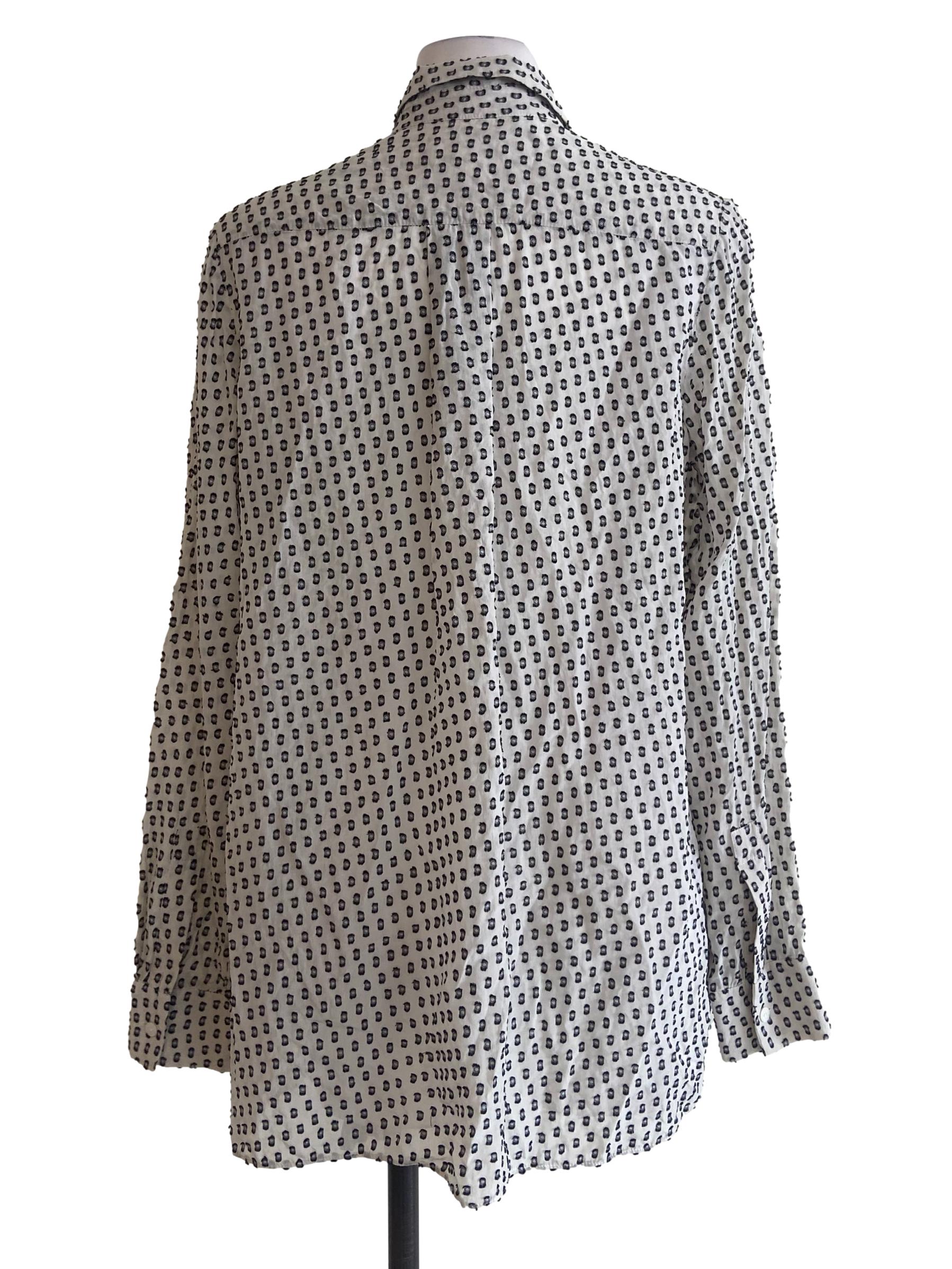 White & Black Dot Button Down Blouse