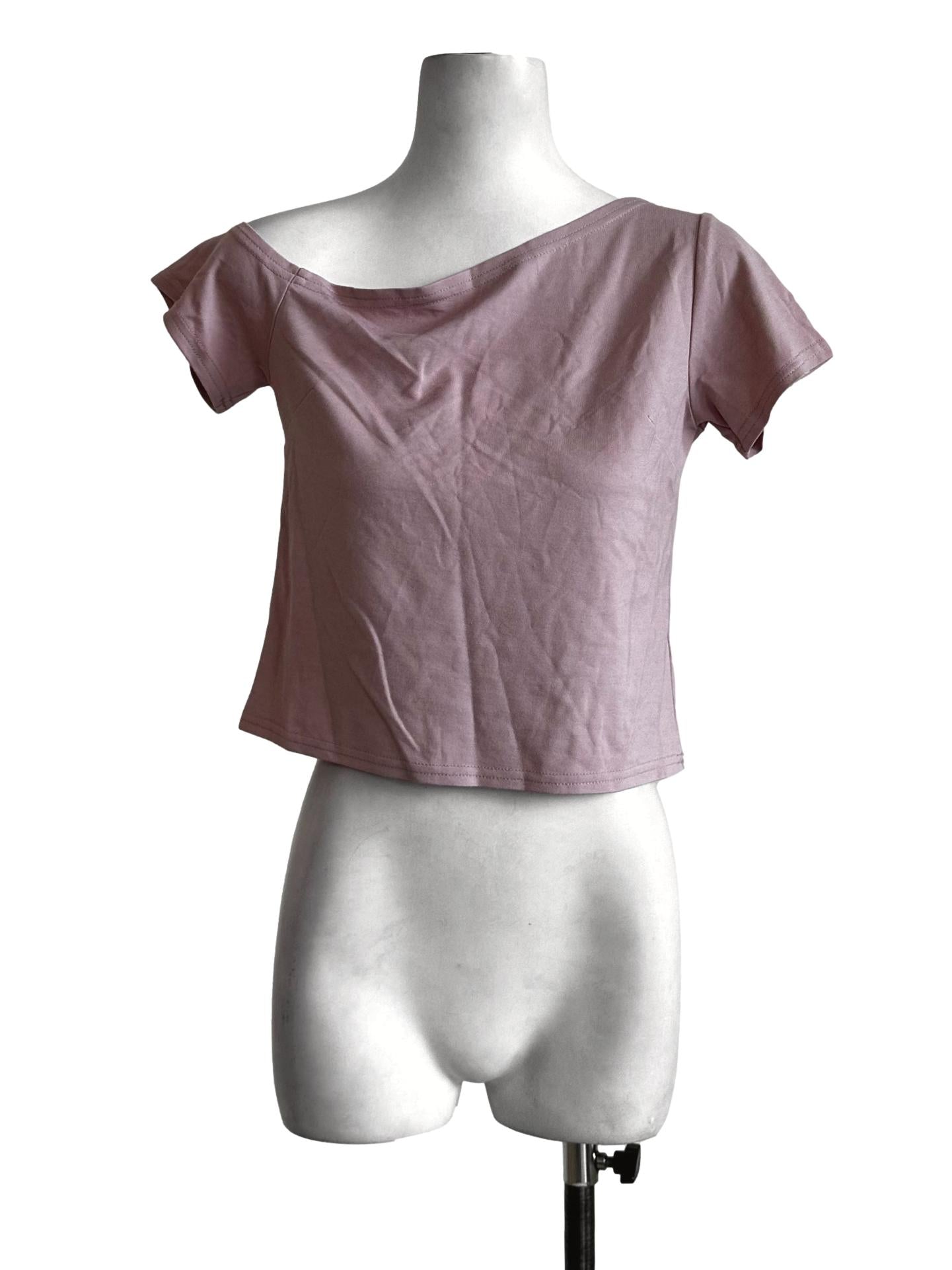 Rose Pink Plain Crop Top