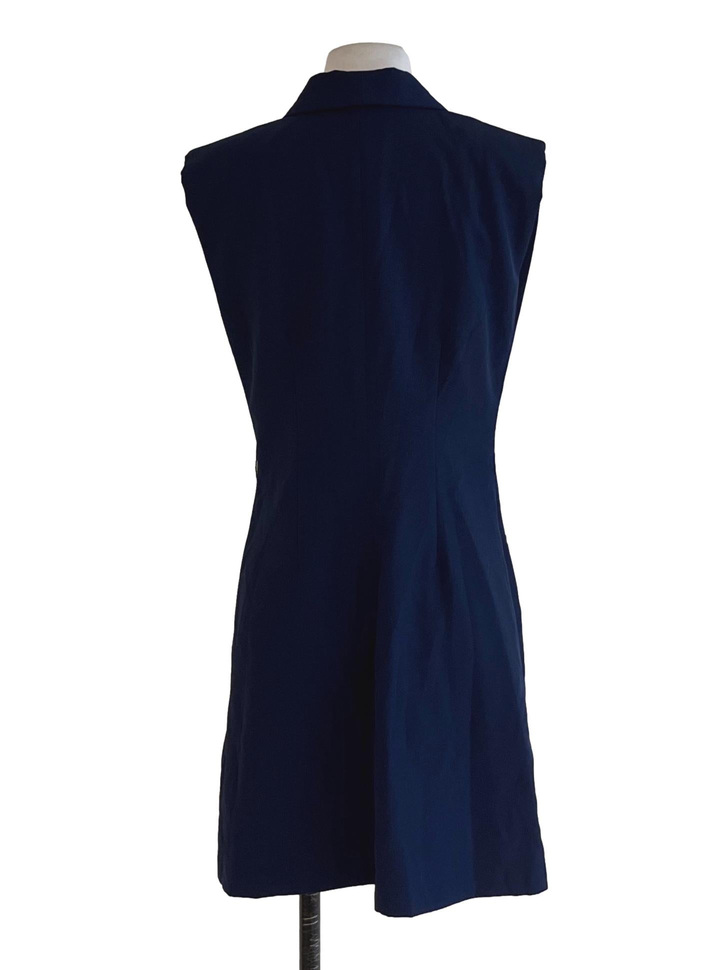Navy Blue Wing Collar Sheath Dress LB