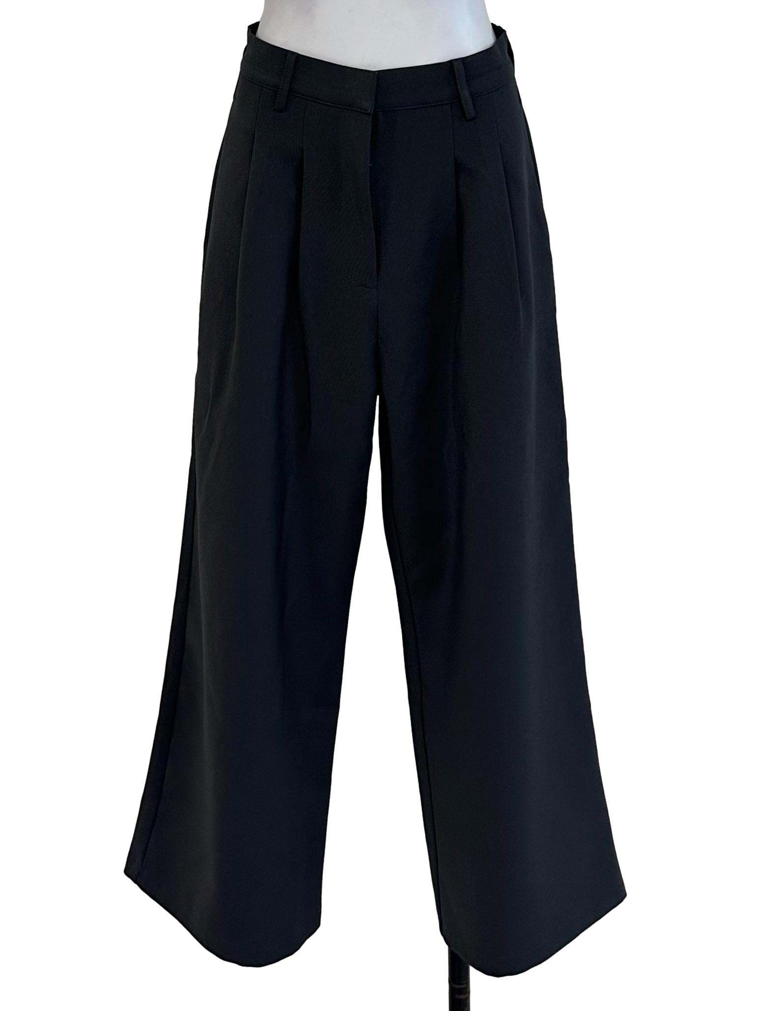 Dark Grey Box Pleated Pants