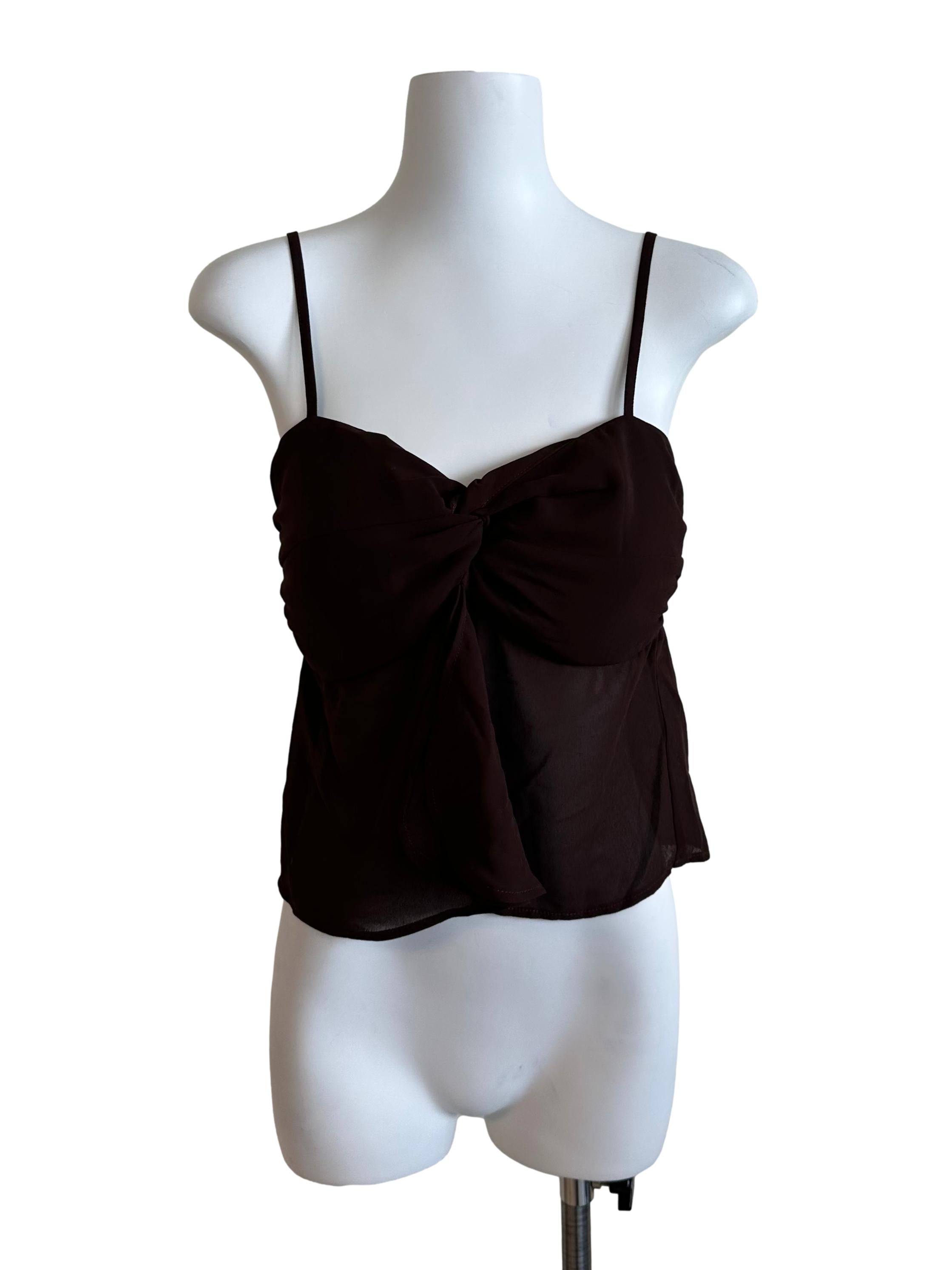 Mocha Brown Sweetheart Knot Babydoll Top