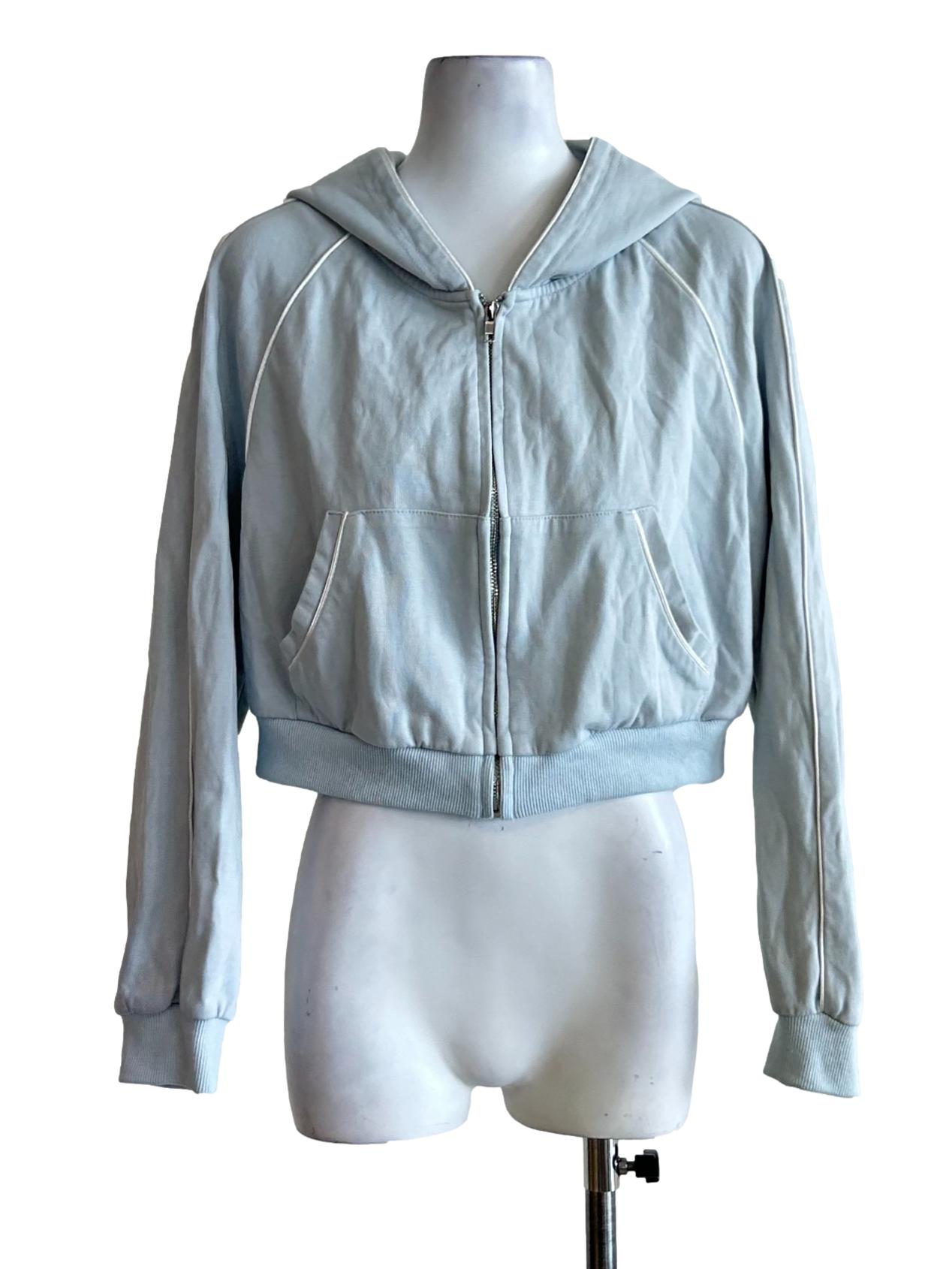 Light Blue Hooded Crop Top