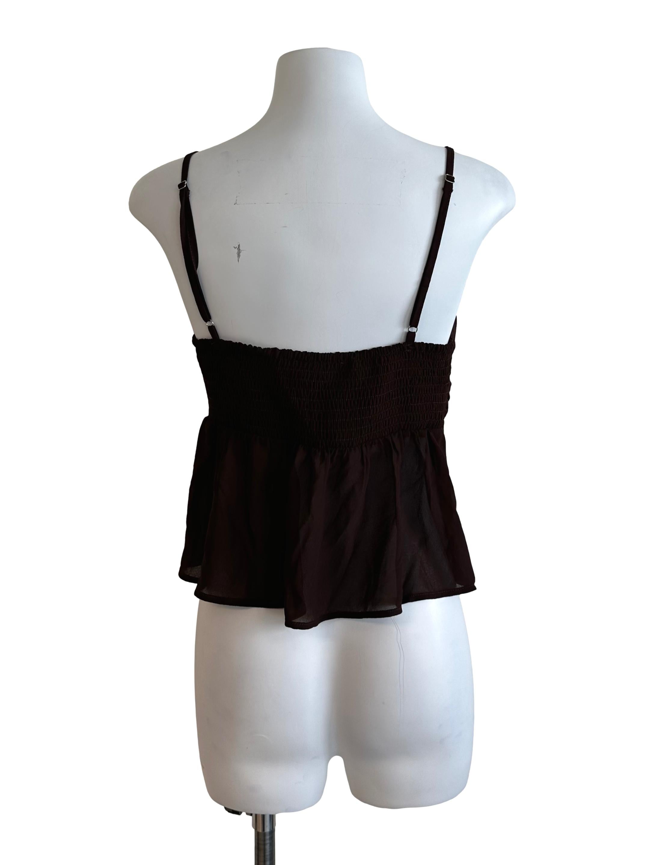 Mocha Brown Sweetheart Knot Babydoll Top