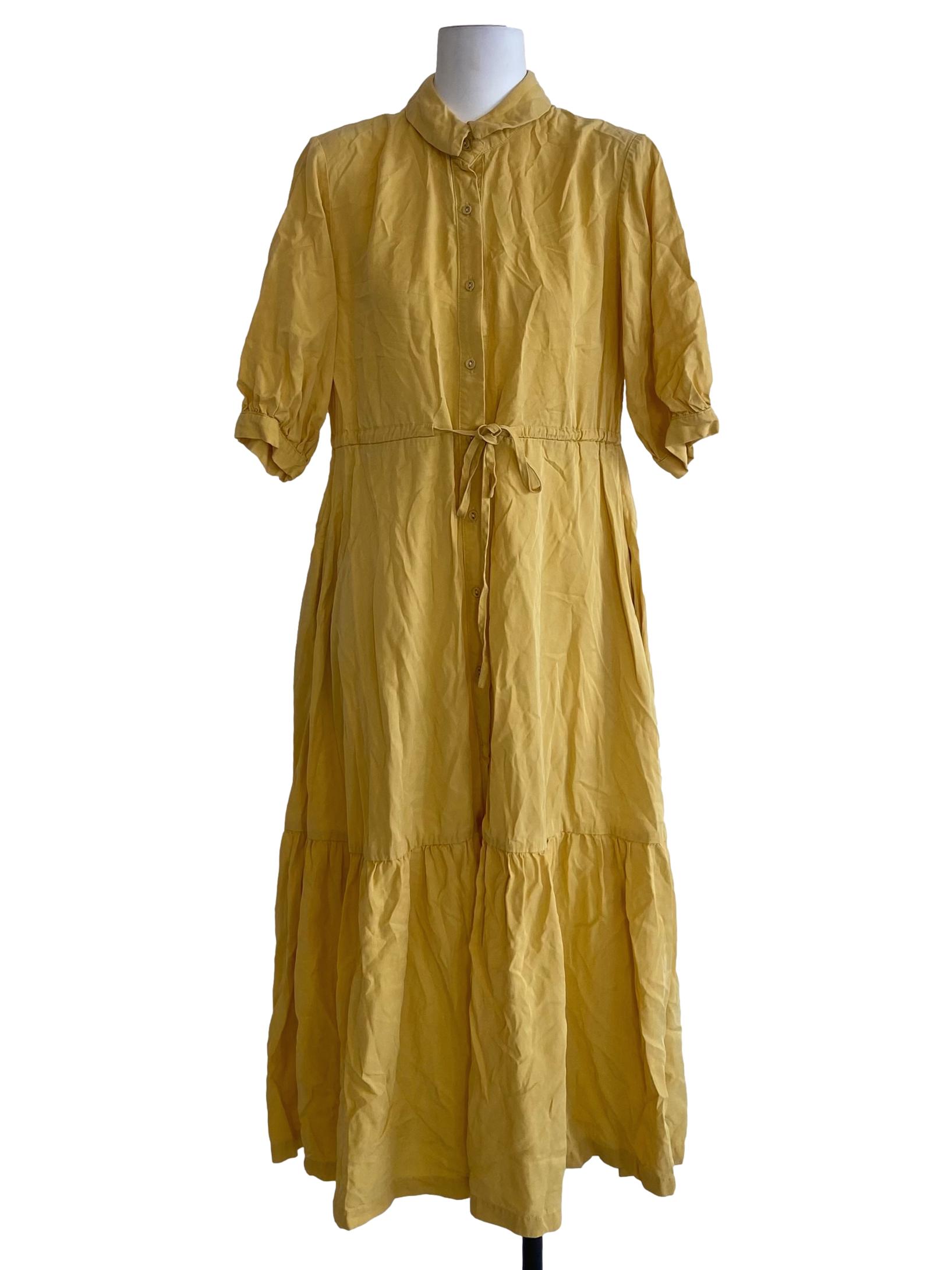 Butter Yellow Button Down Drop Waist Dress