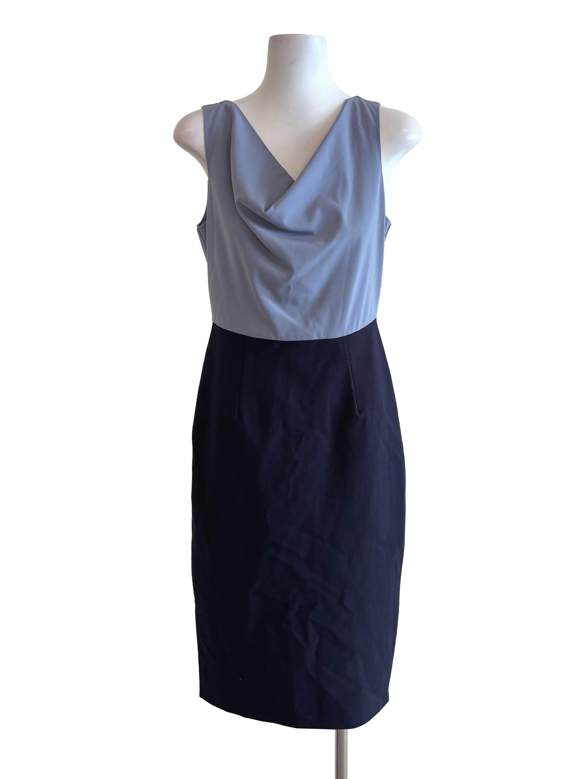 Two Toned Blue Cowl Neck Sleeveless Dress LB