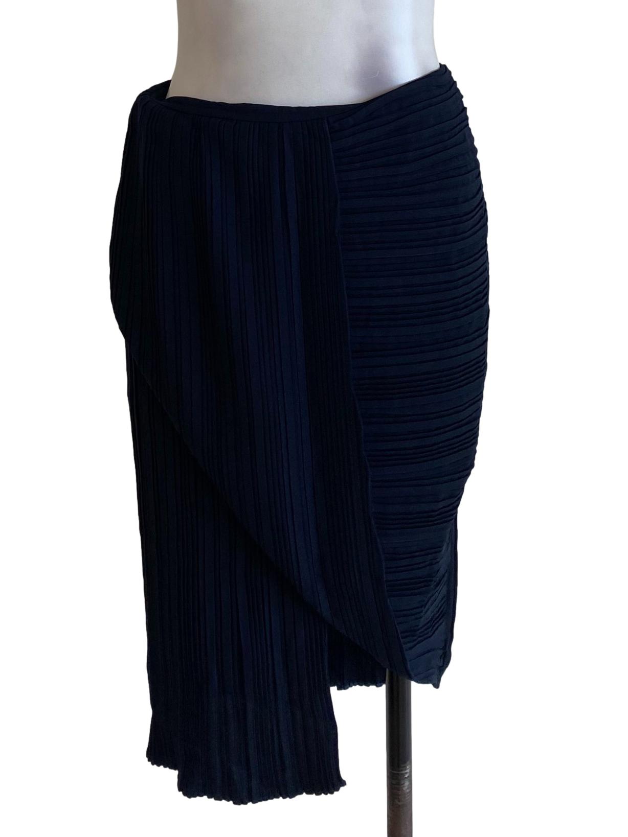 Navy Blue Pleated Skirt