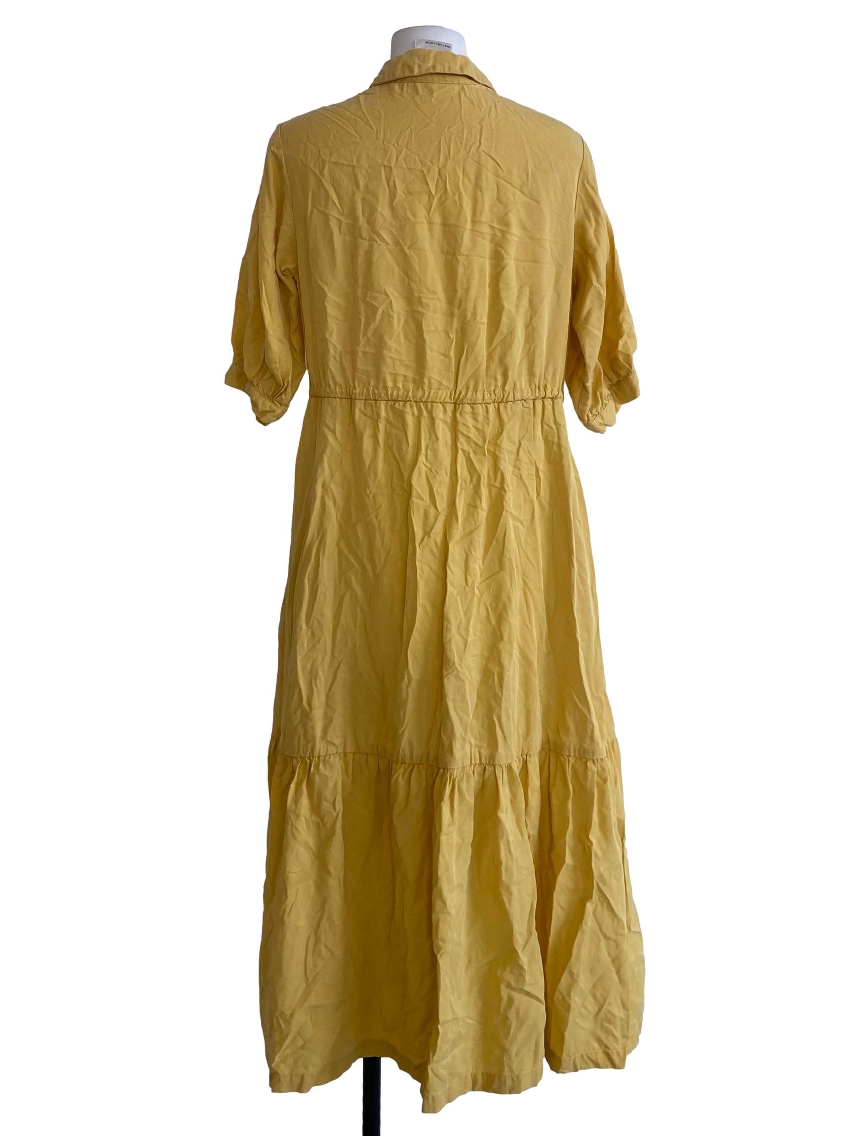Butter Yellow Button Down Drop Waist Dress