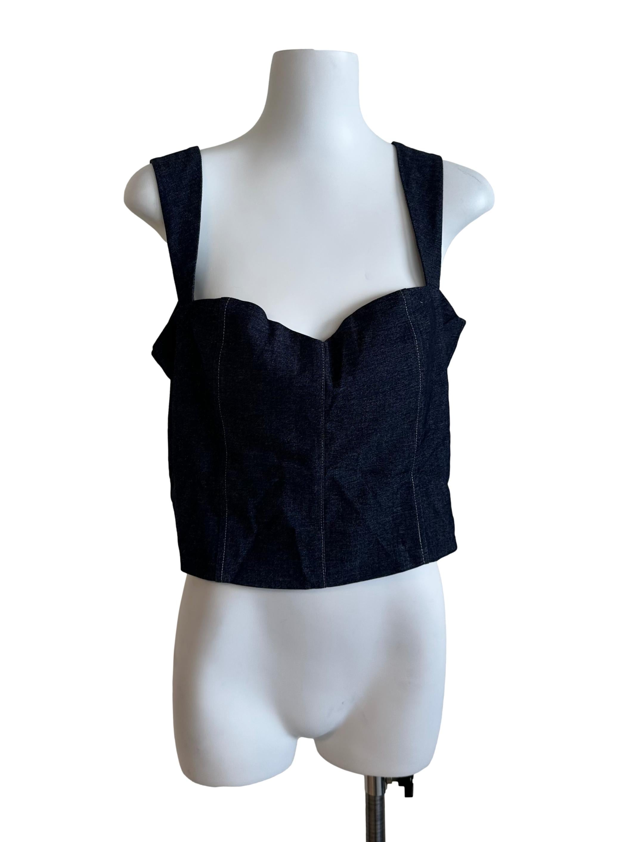 Dark Blue Denim Fitted Top
