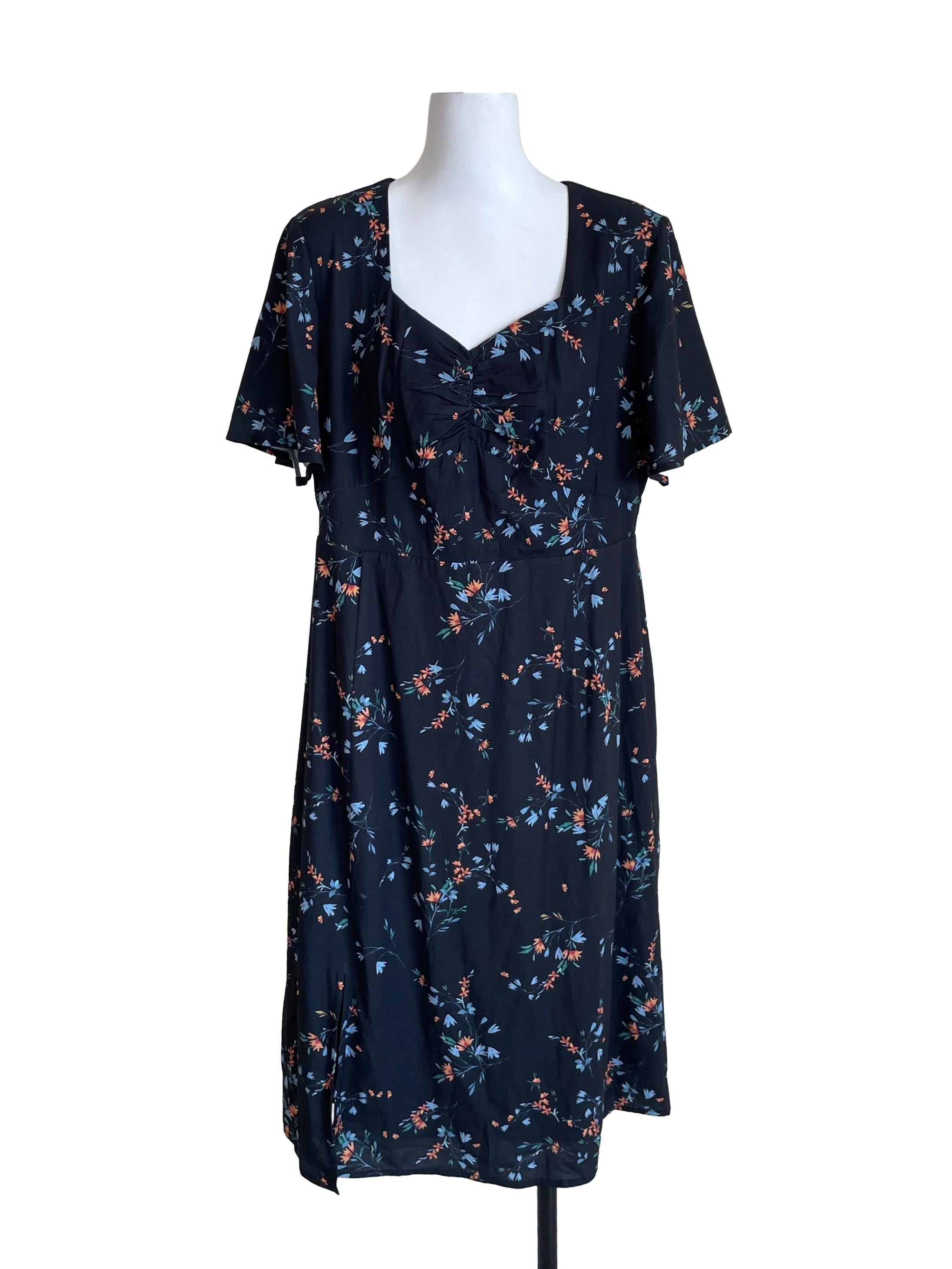 Soot Black Floral Scrunch Sundress