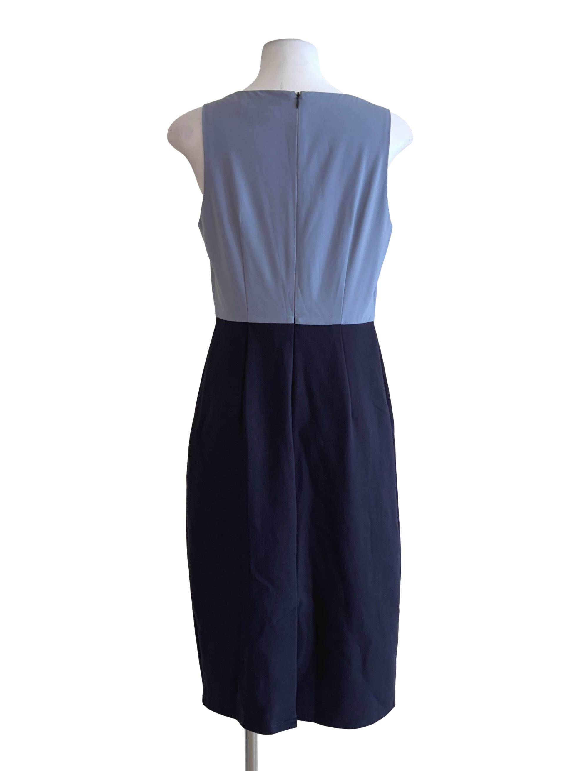 Two Toned Blue Cowl Neck Sleeveless Dress LB