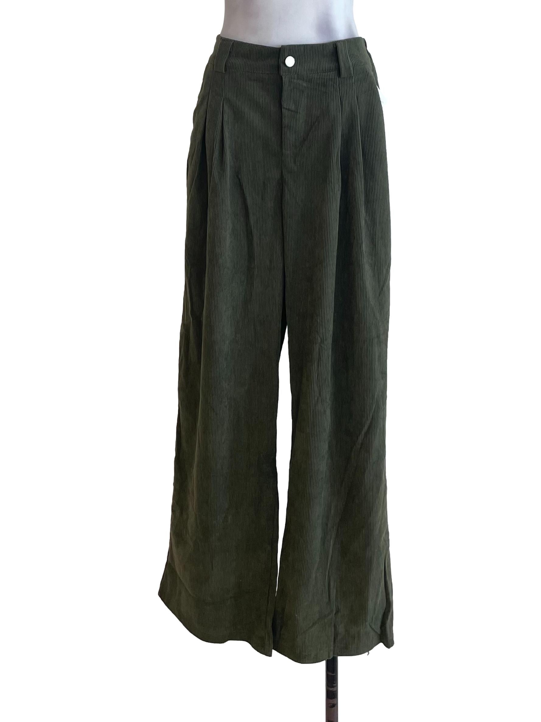 Olive Green Velvet Pants