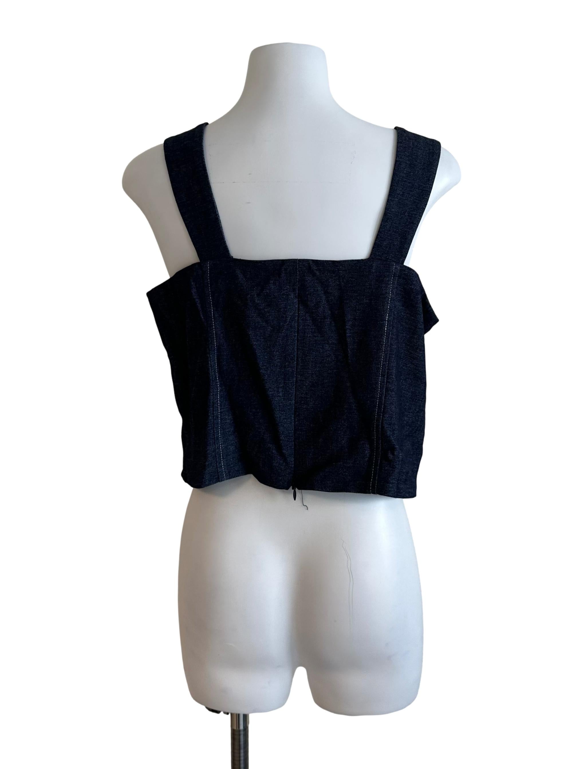Dark Blue Denim Fitted Top