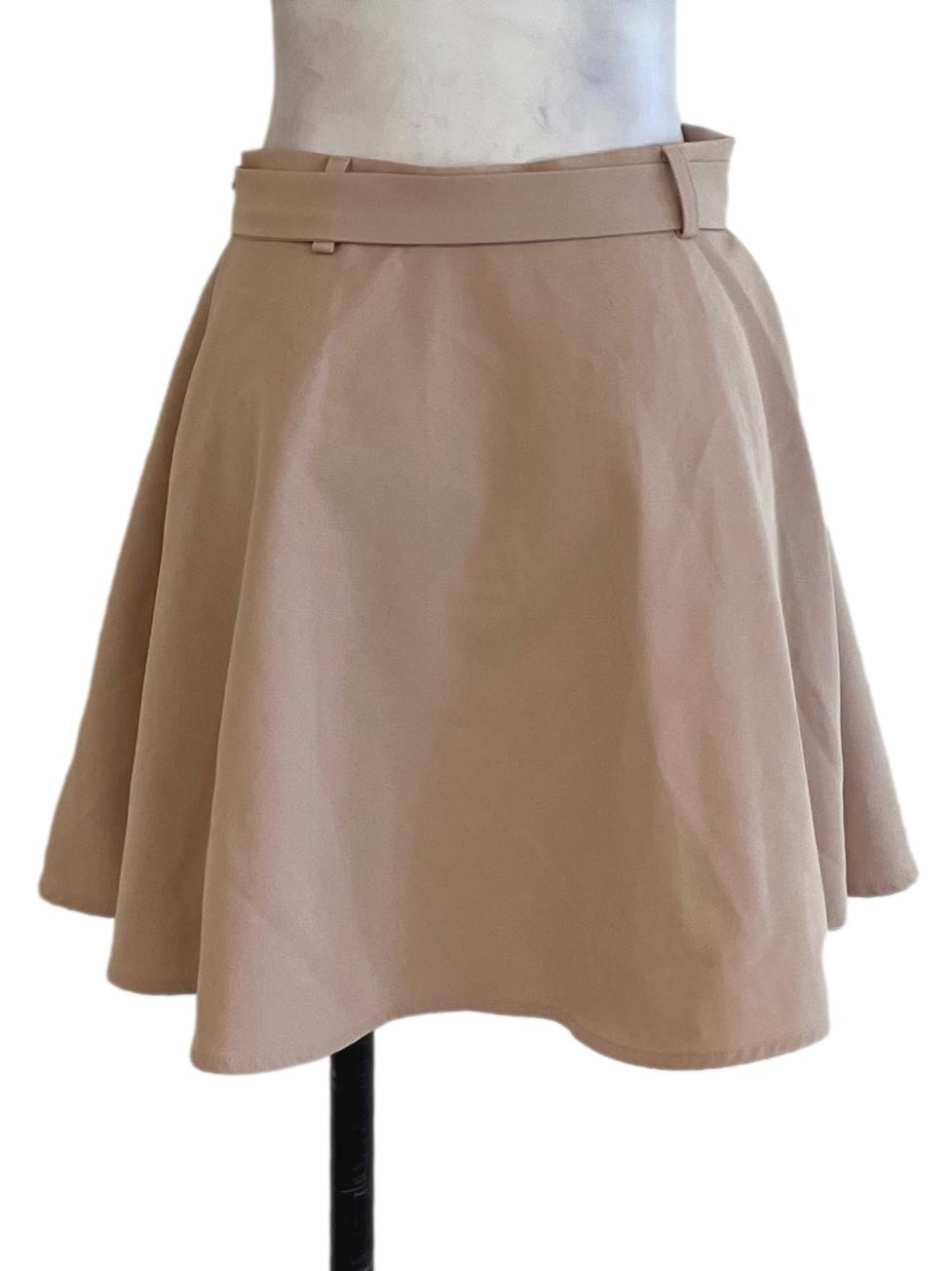 Beige High-Waisted Mini Skirt