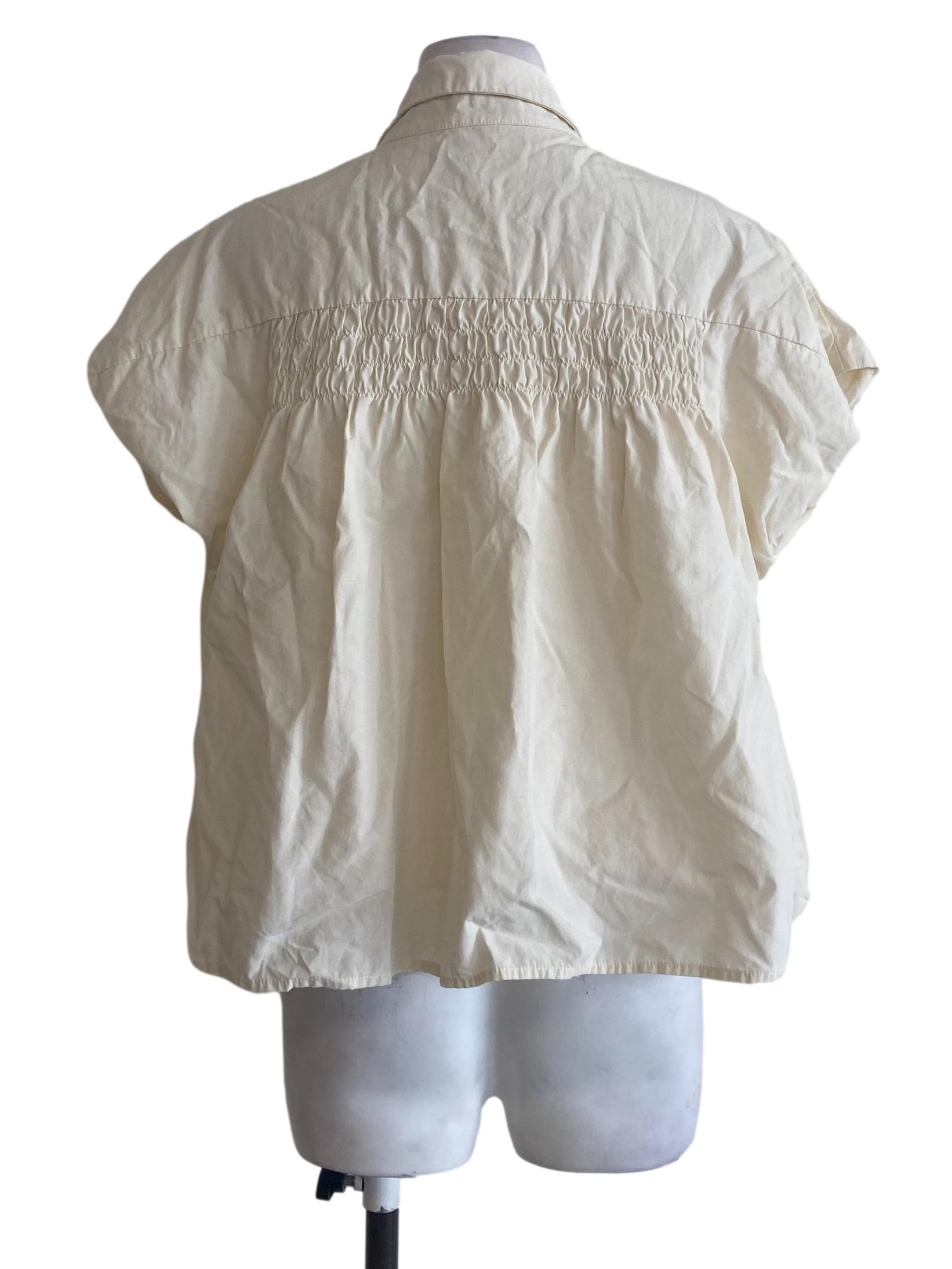 Cream White Button Down Blouse OSN
