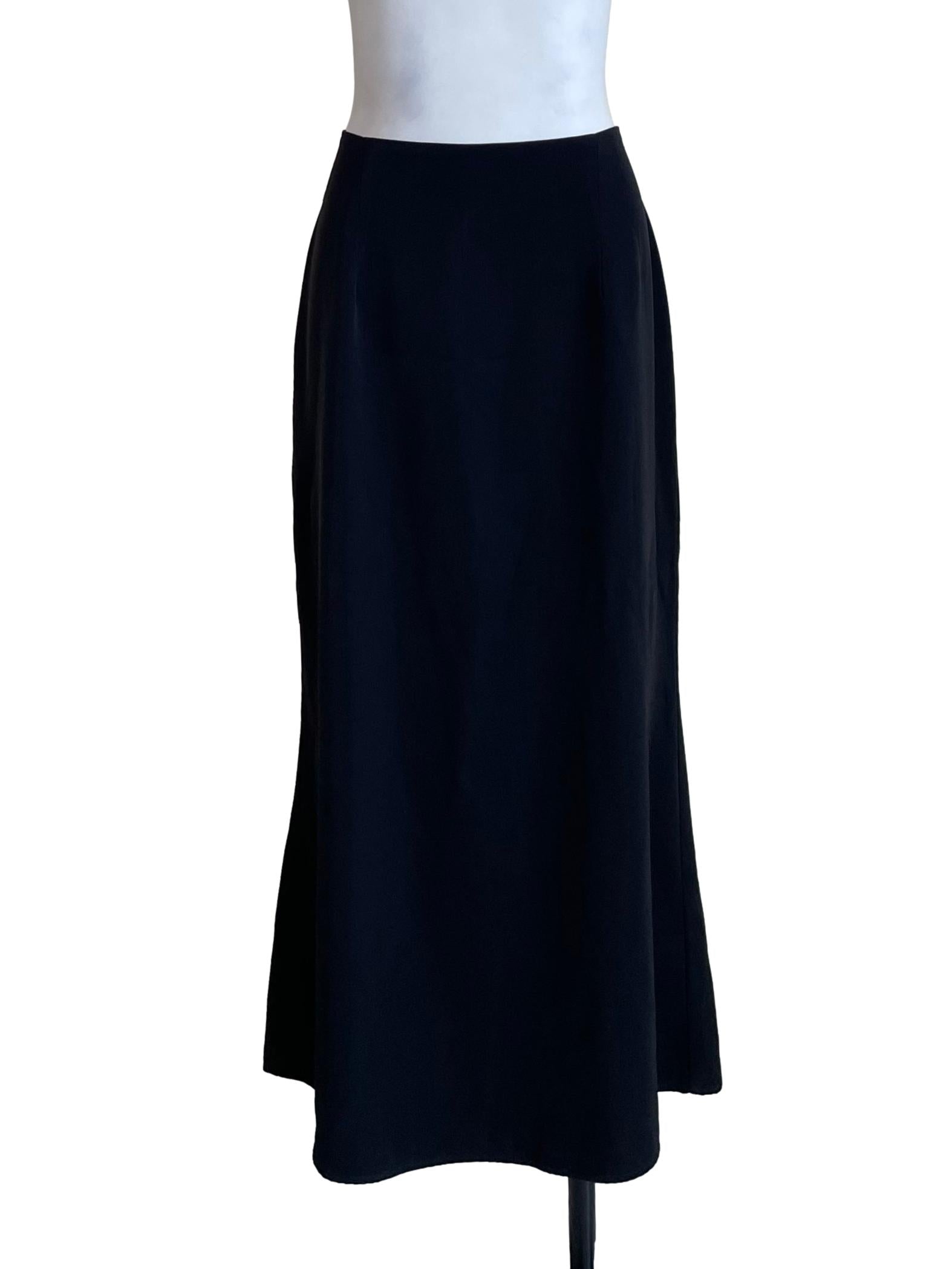 Black Back Slit Bias Skirt