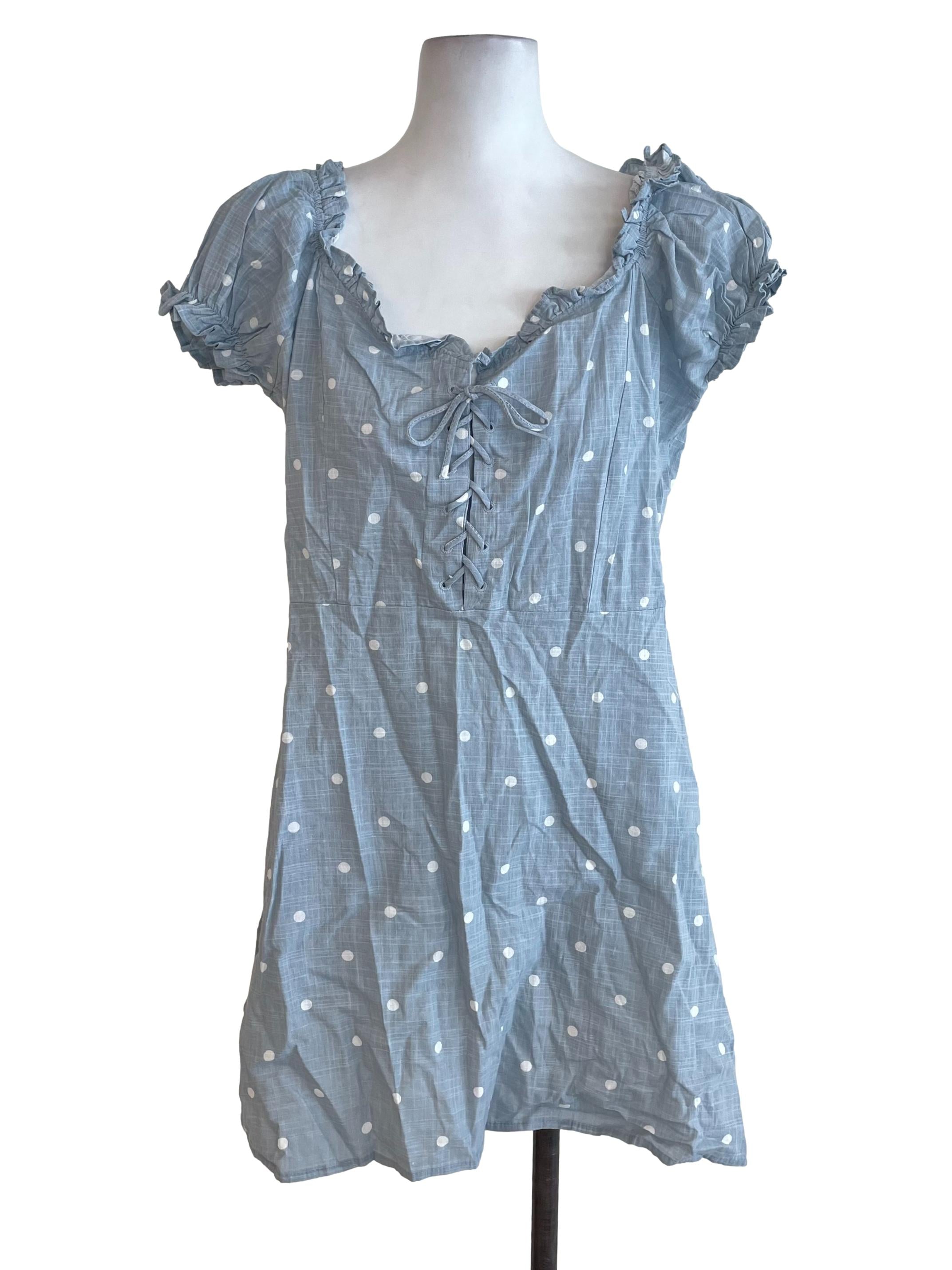 Light Blue Polka Dots Sweetheart Dress