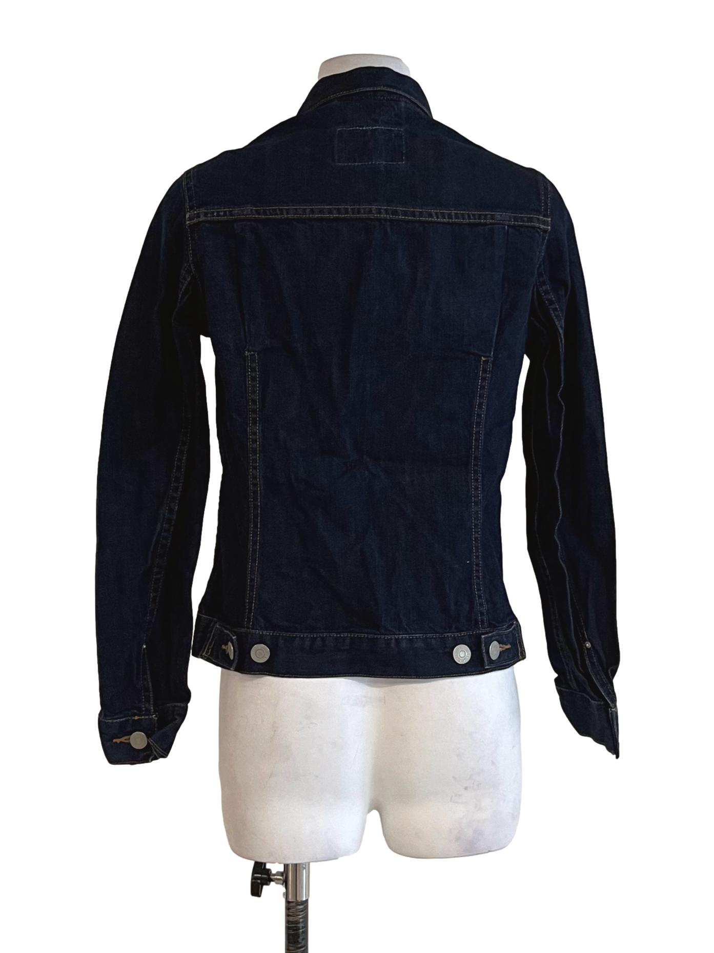Navy Blue Wing Collar Denim Jacket