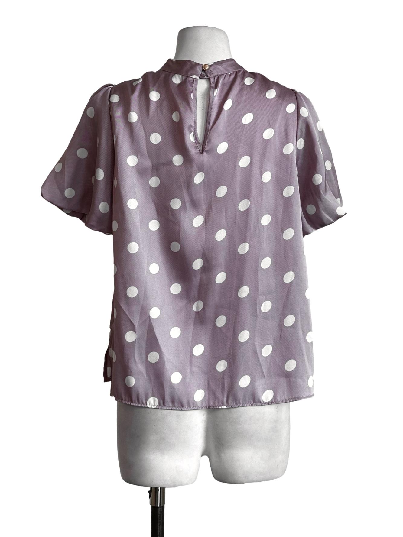 Pink Polka Dot Pattern Satin Top