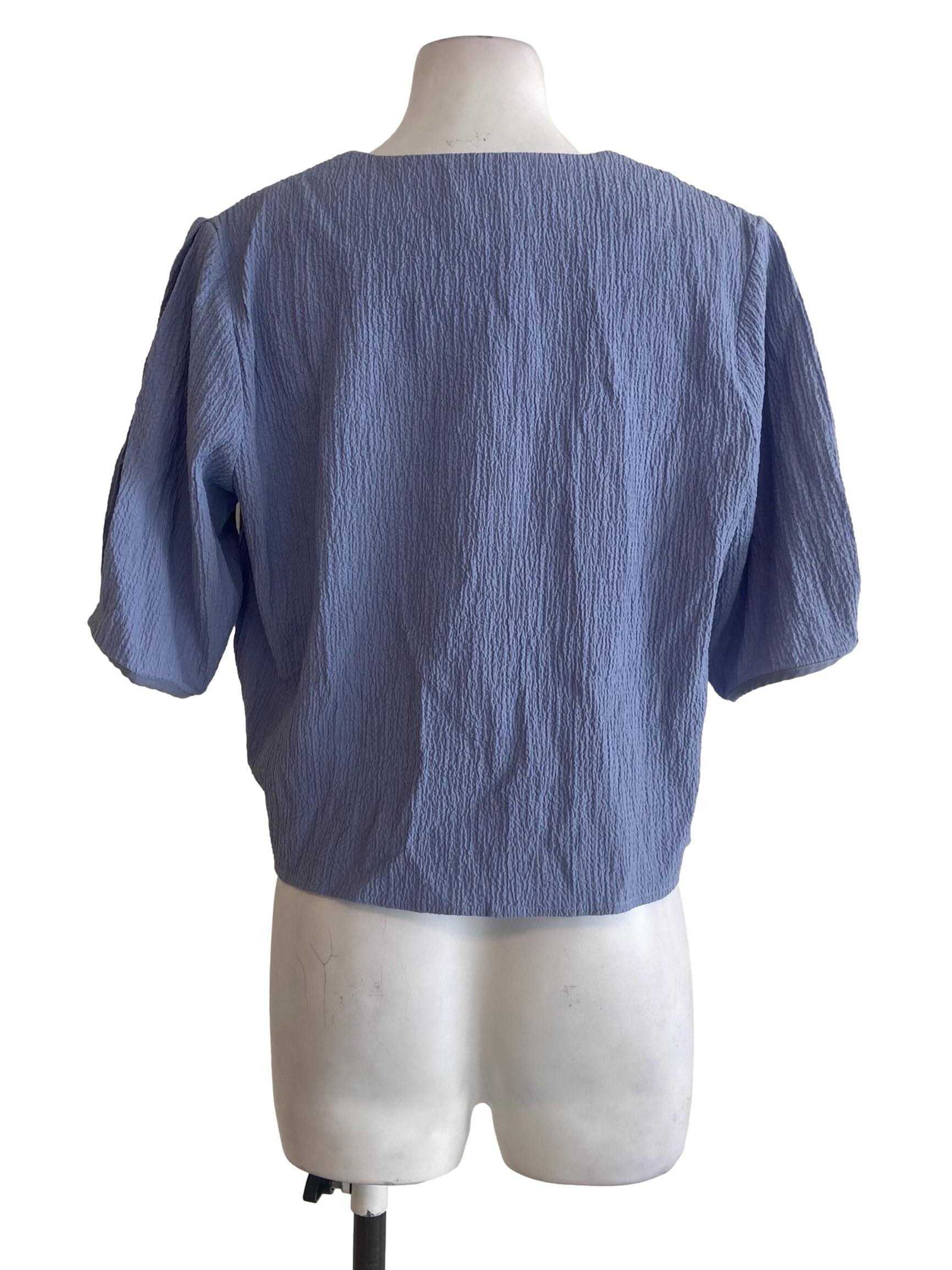 Periwinkle Purple V Neck Front Knot Blouse OSN