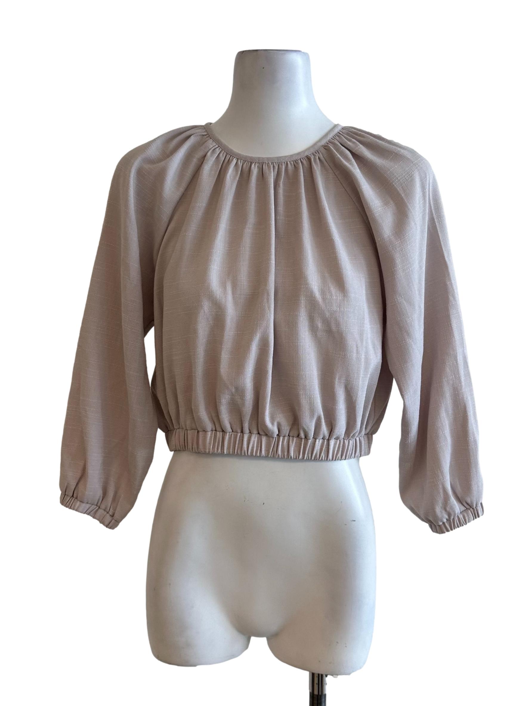 Ash Purple Textured Round Neck Top