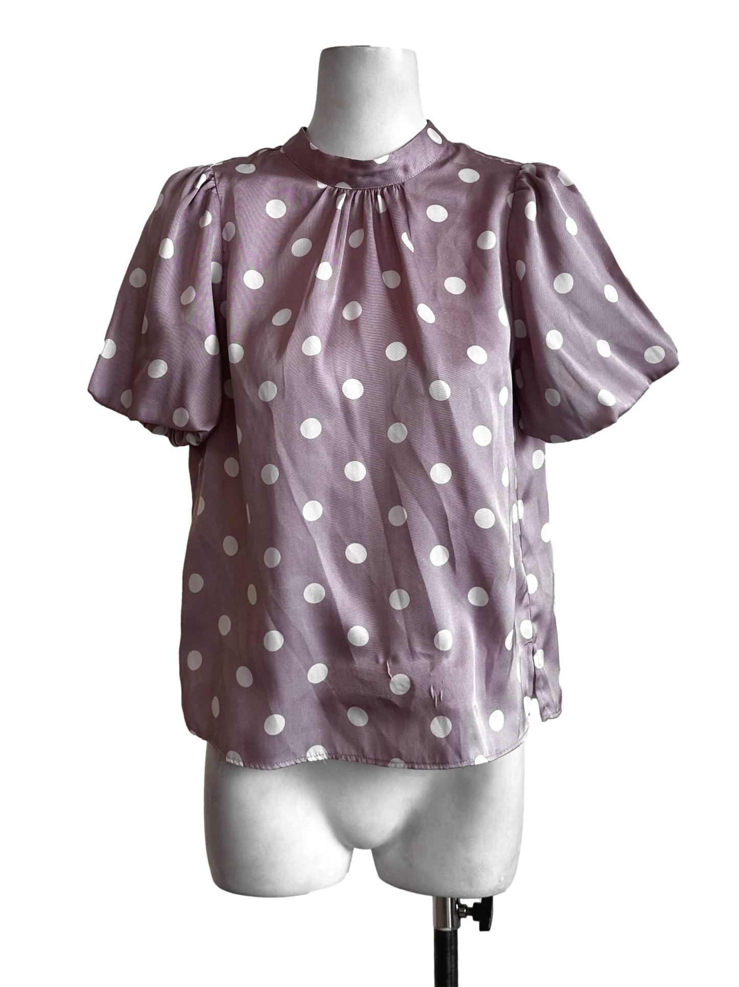 Pink Polka Dot Pattern Satin Top