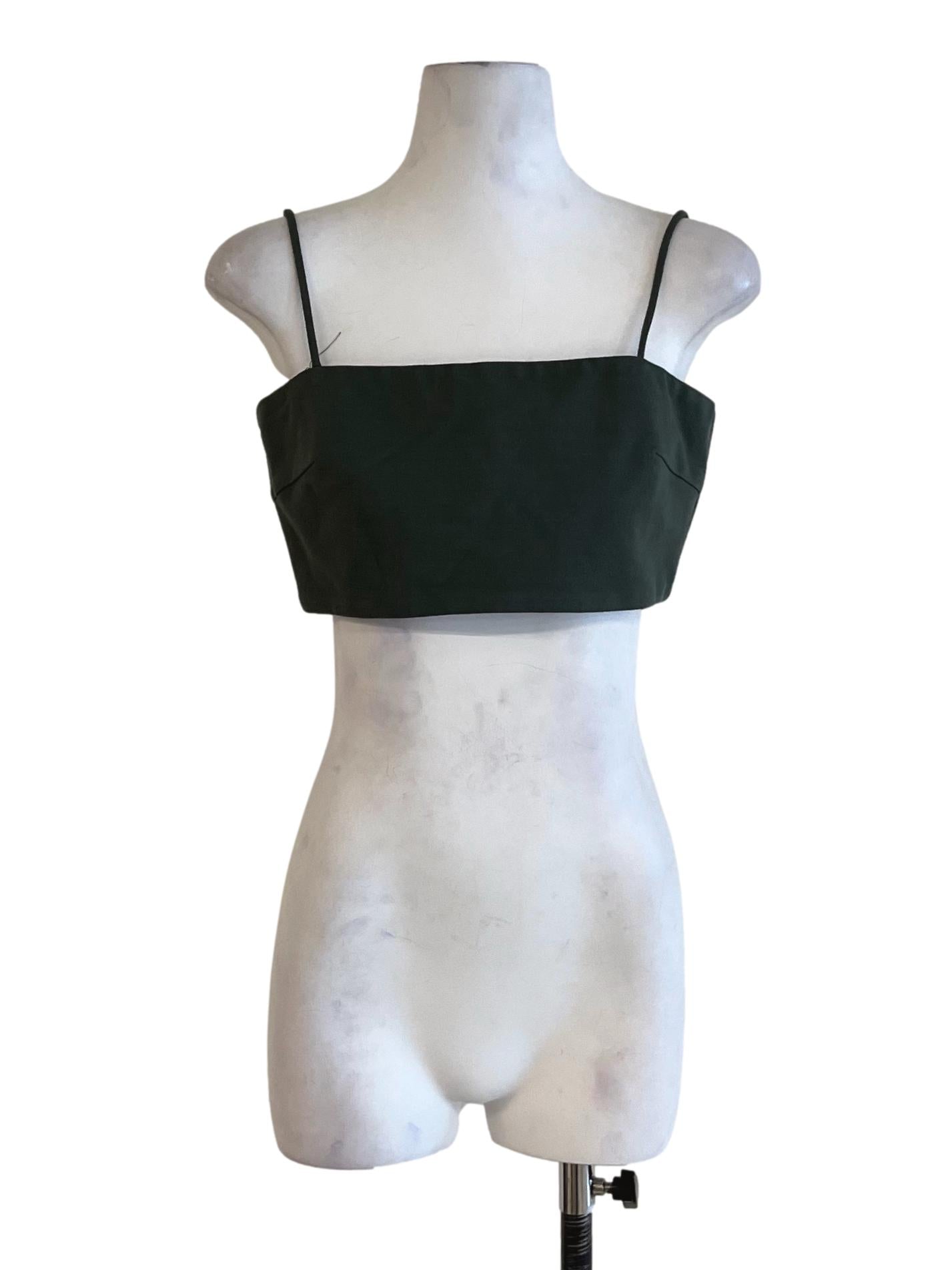 Sage Green Spaghetti Strap Cropped Top LB