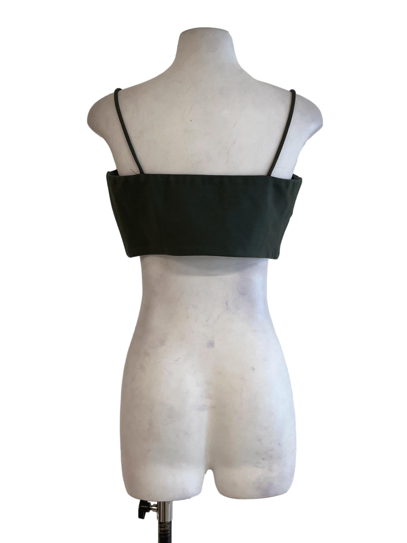 Sage Green Spaghetti Strap Cropped Top LB