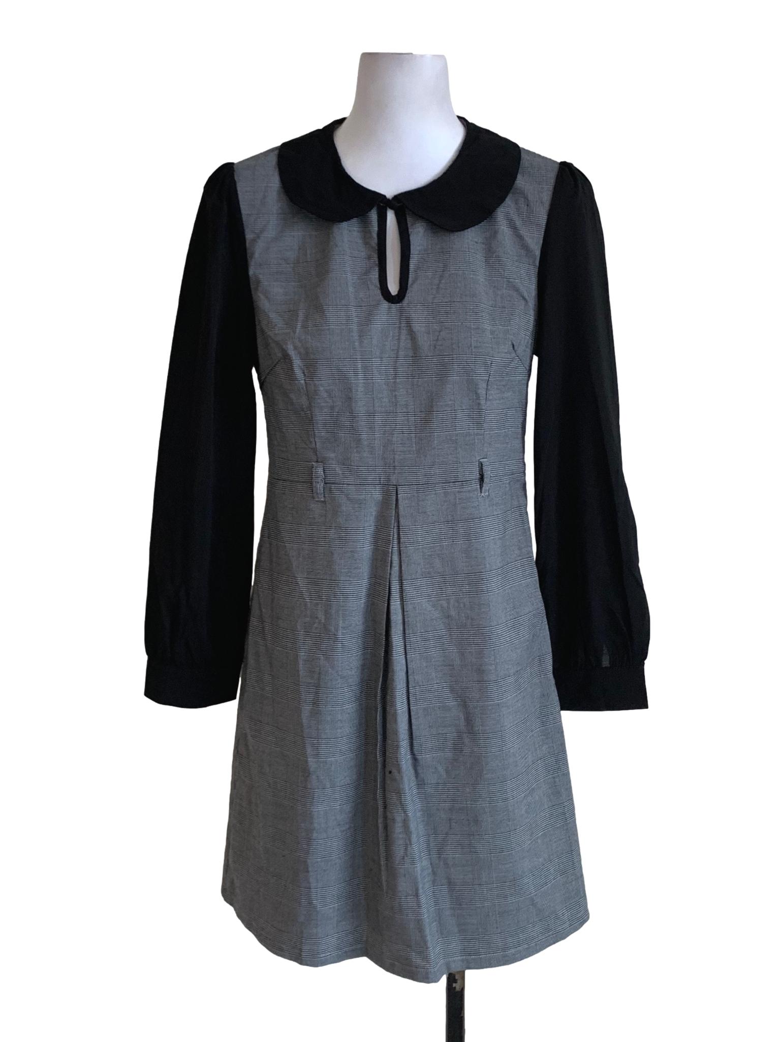 Black Glen Check Empire Dress