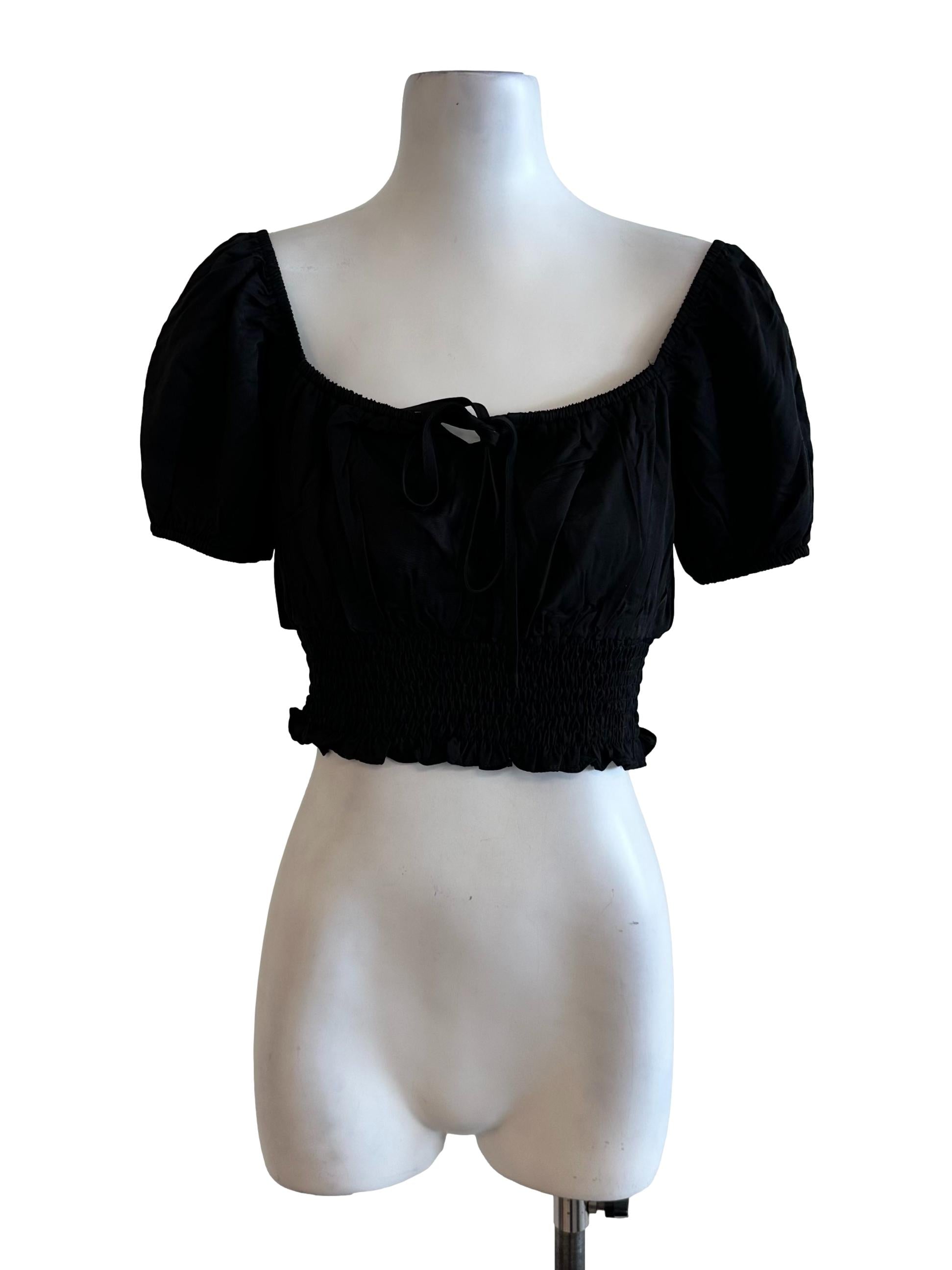 Raven Black Puff Sleeve Top