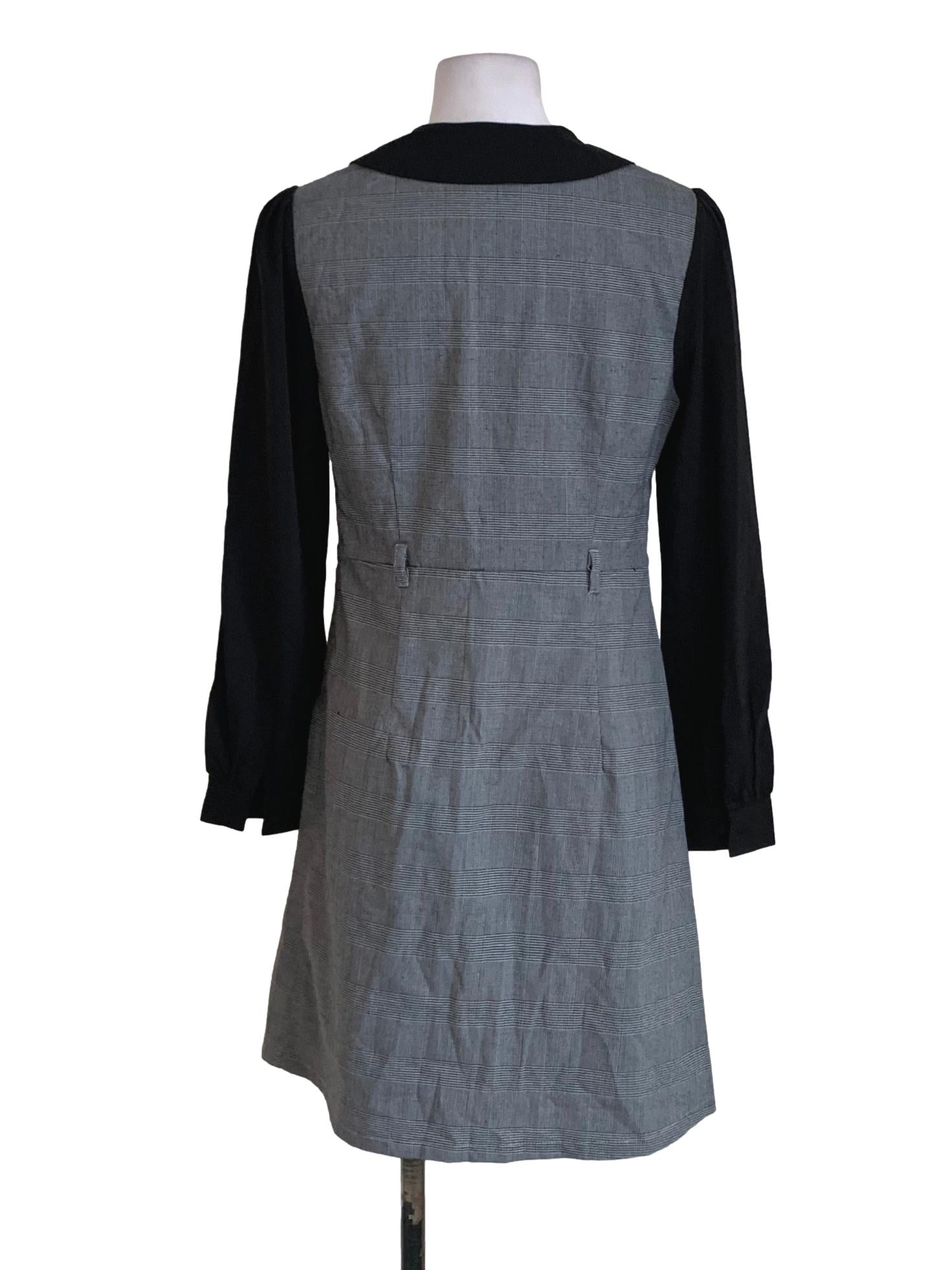 Black Glen Check Empire Dress