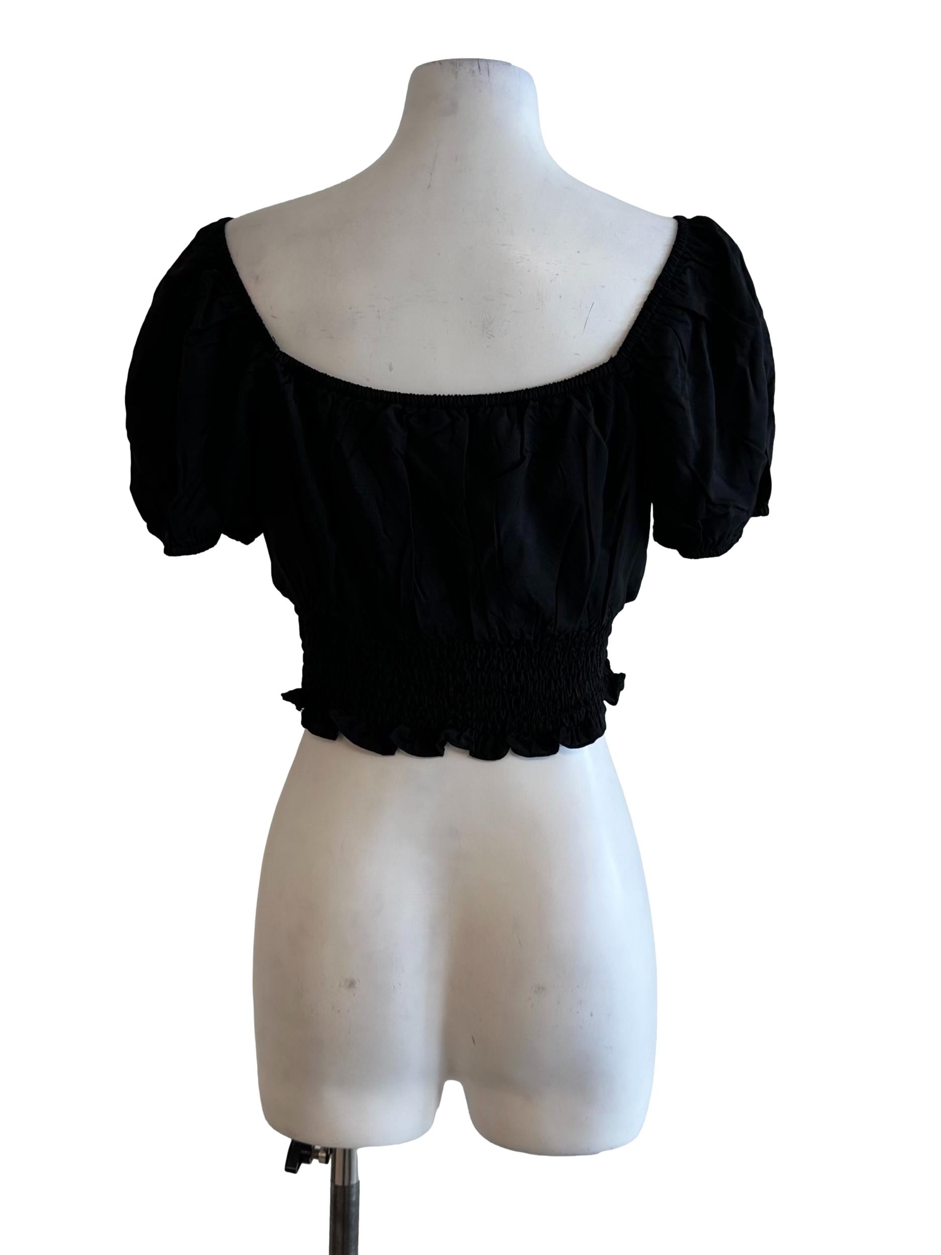 Raven Black Puff Sleeve Top