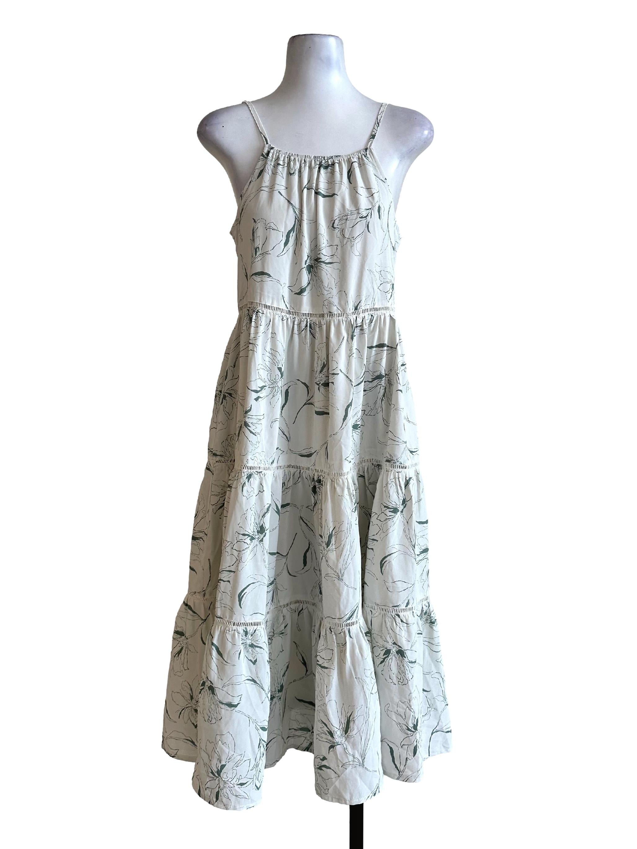 Chiffon White Floral Printed Dress TWL