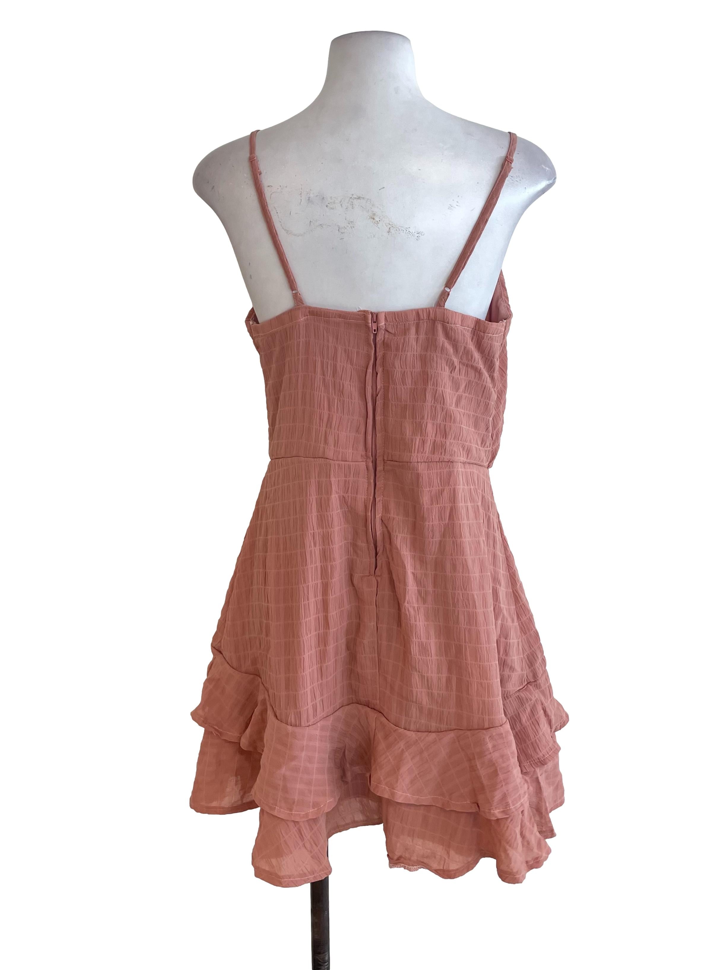 Cantaloupe Textured V Neck Dress