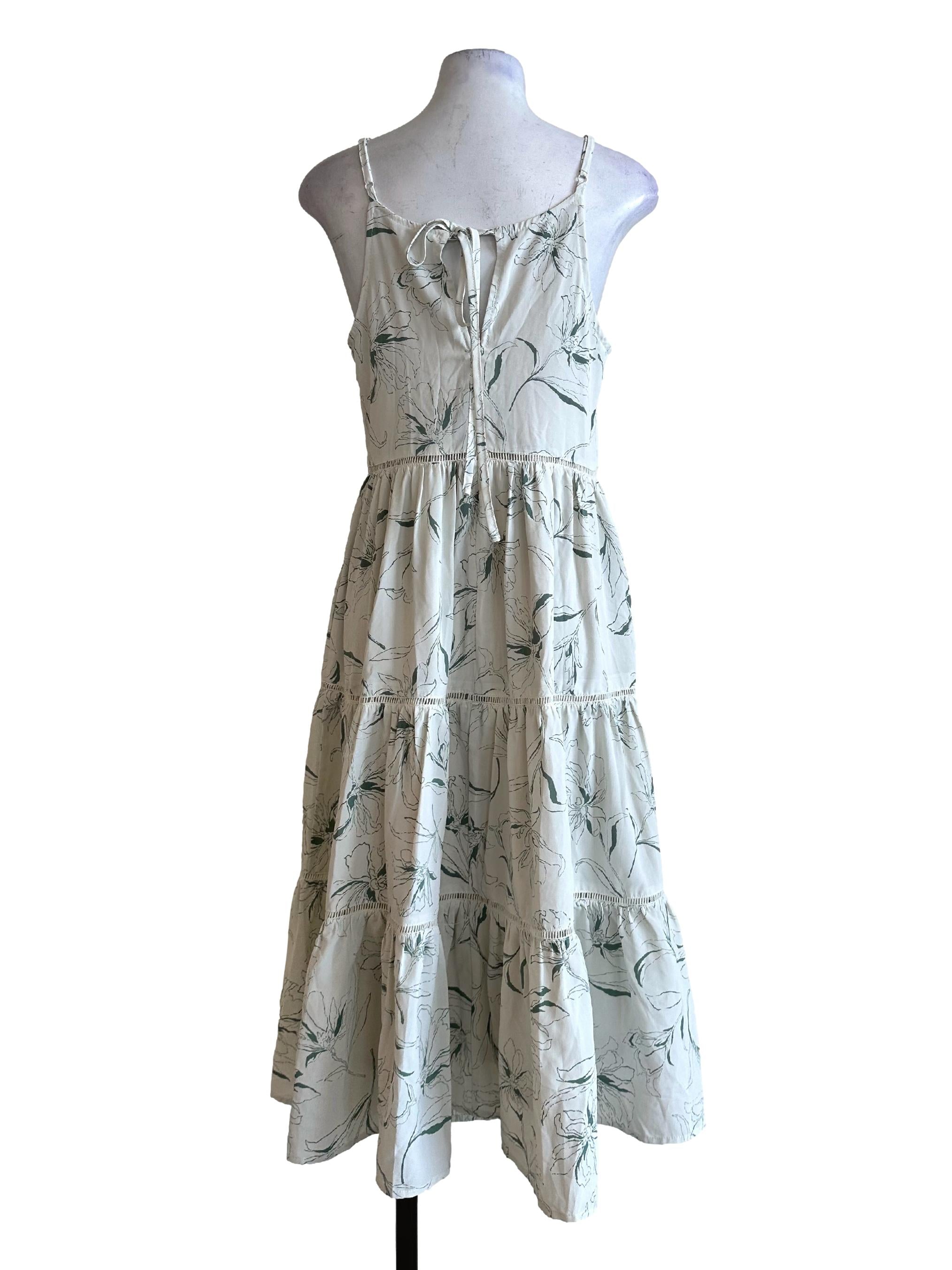Chiffon White Floral Printed Dress TWL