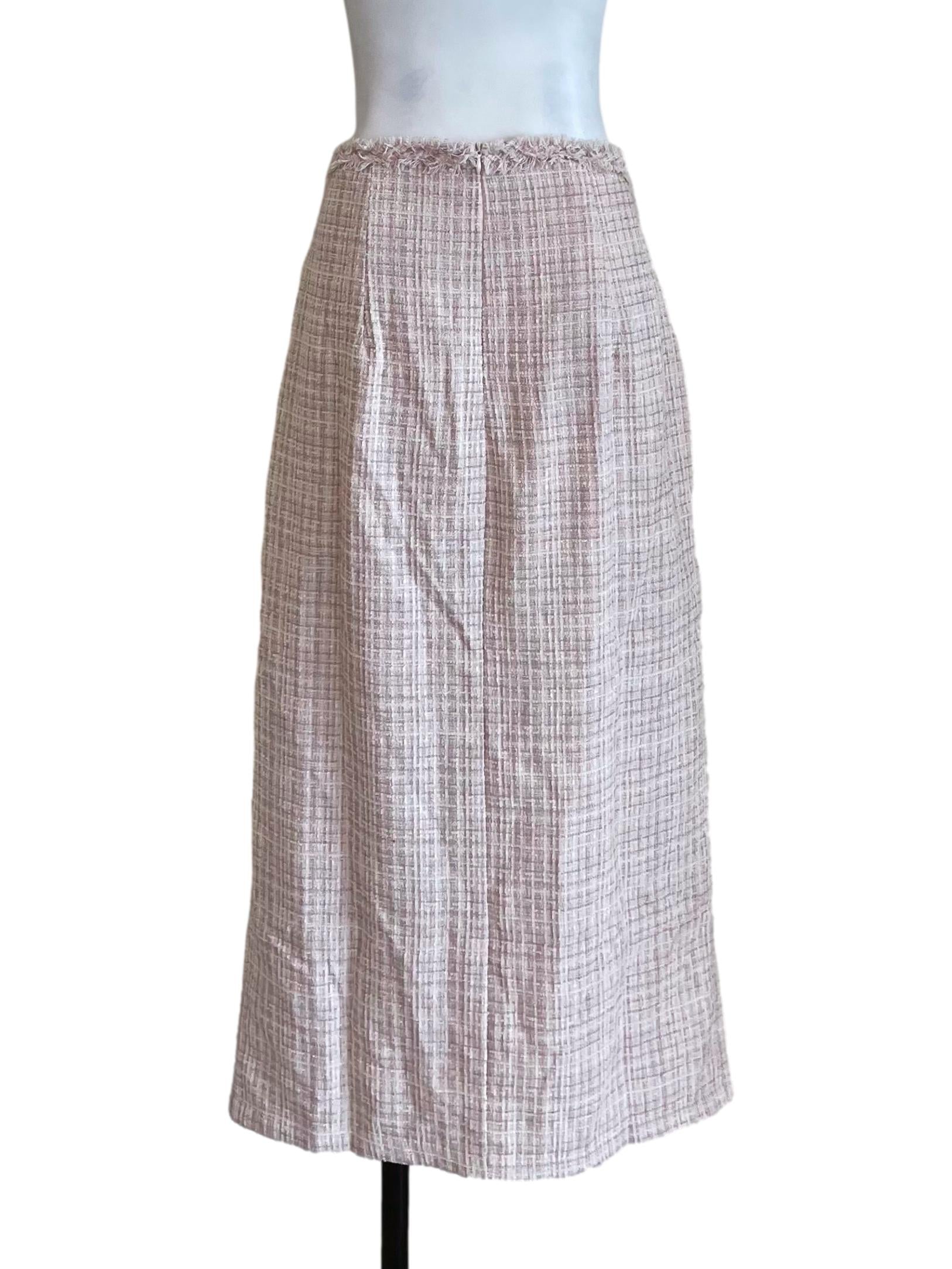 Lilac Pearls Tweed Pencil Skirt