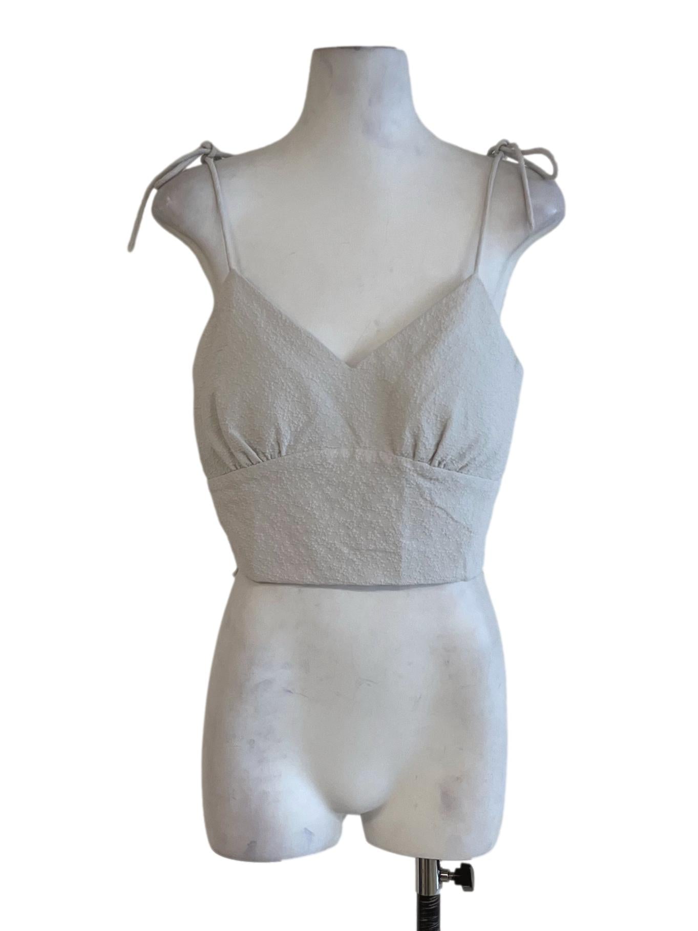 White V-Neckline Cropped Top