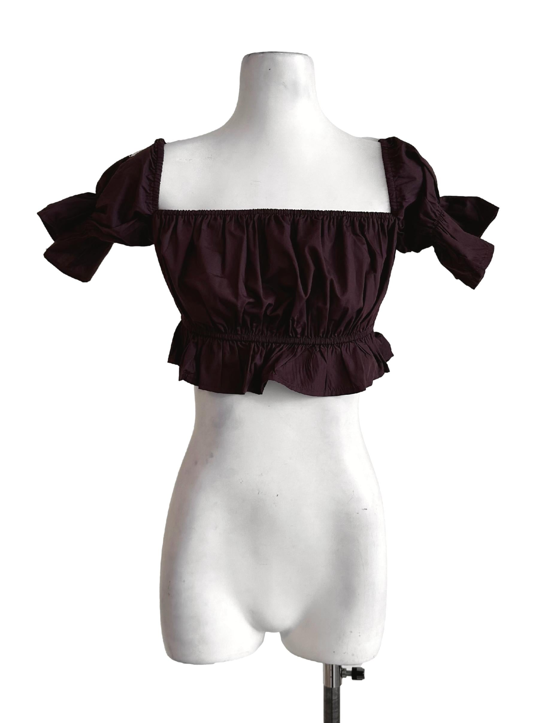 Merlot Red Square Neck Crop Top TTR