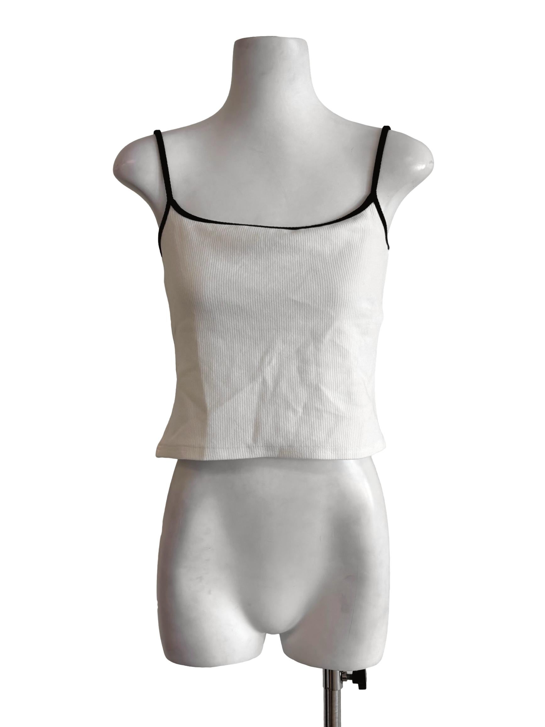 Pearl White Black Strap Camisole