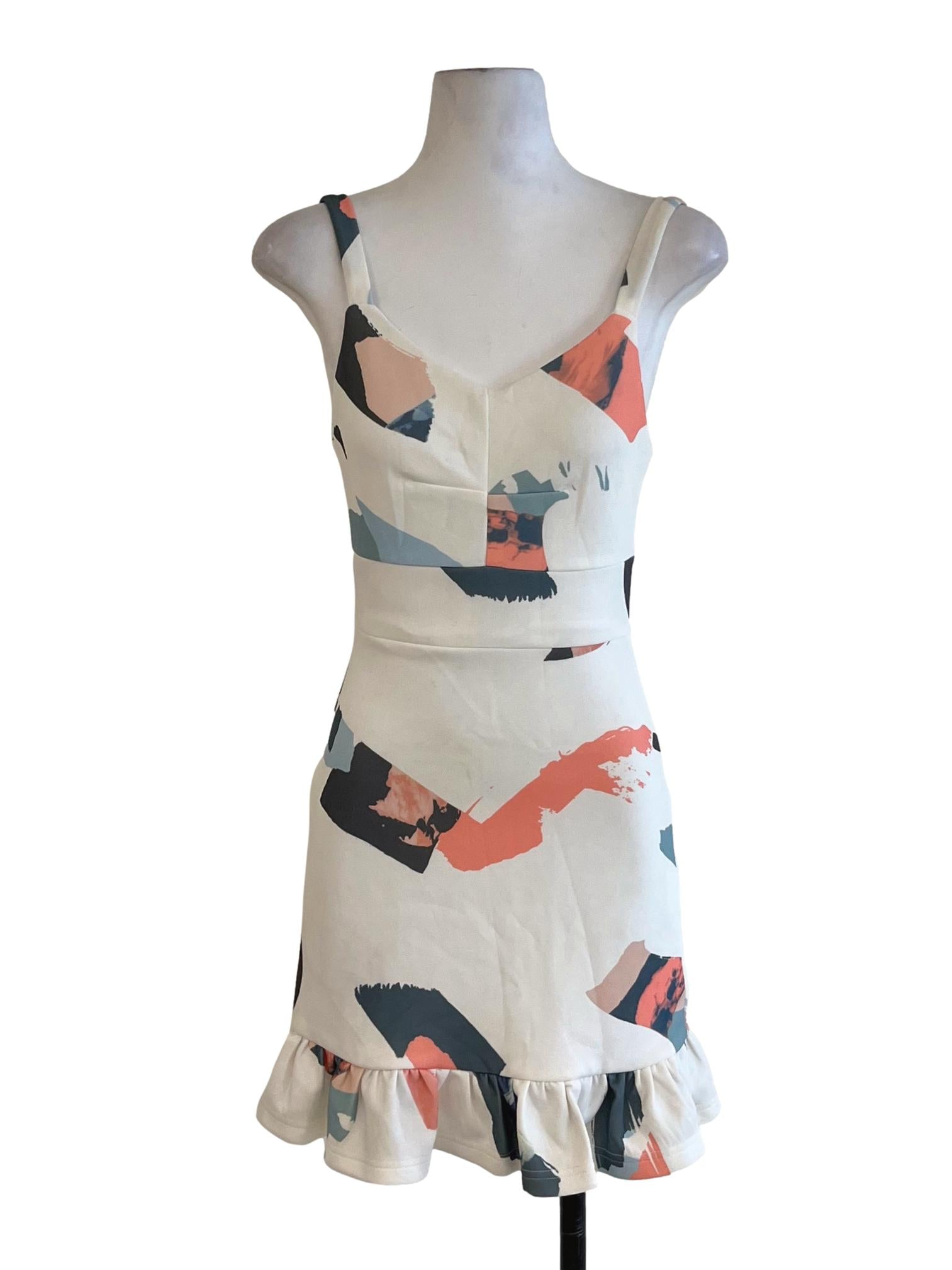 White Abstract A-Line Dress