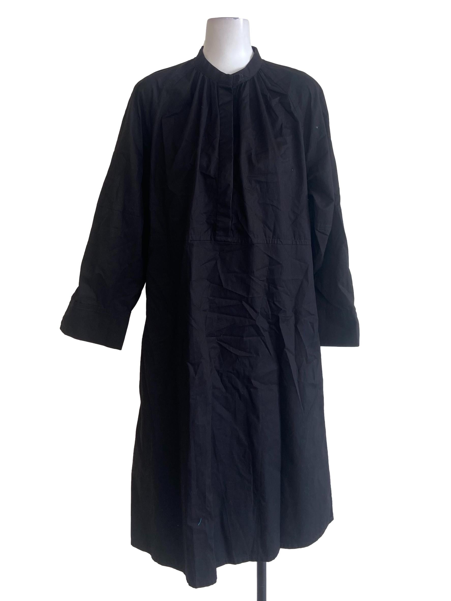 Black Half Button Empire Dress