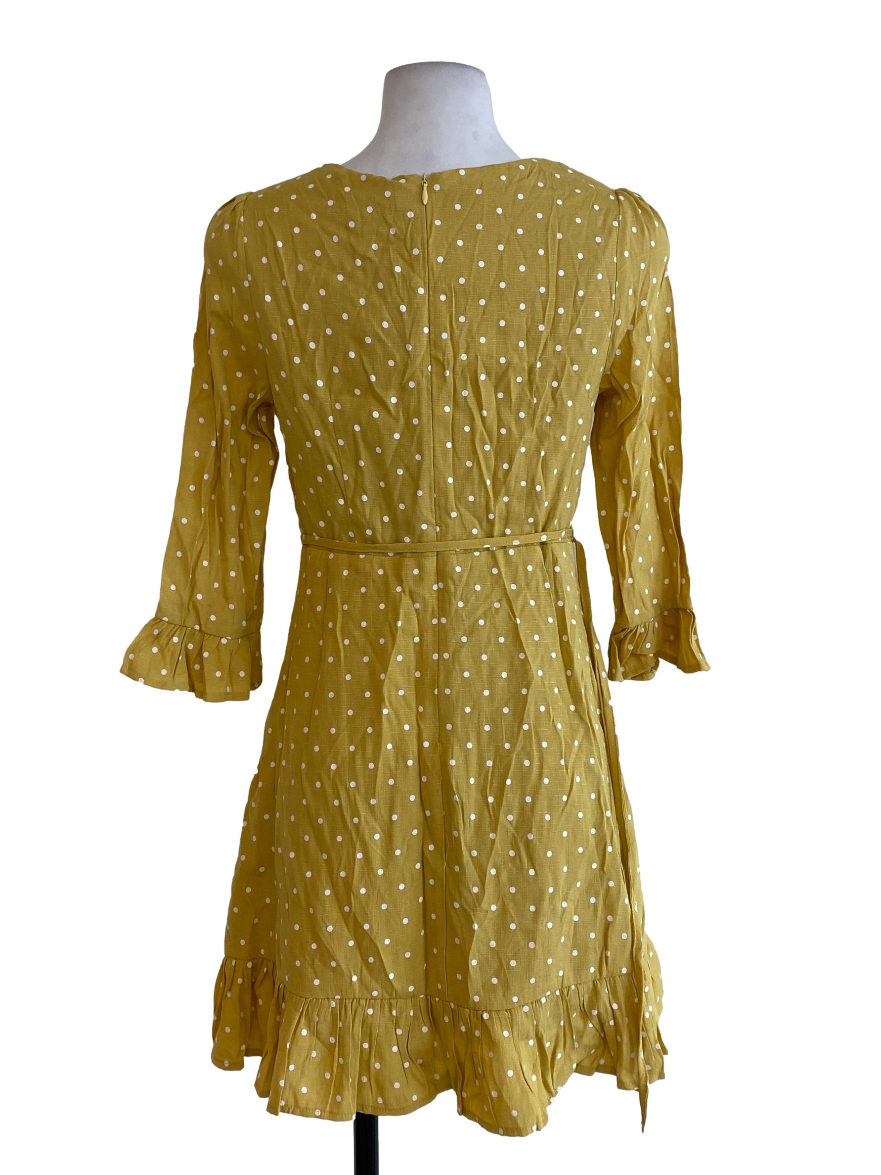 Yellow Polka Dot Wrap Dress