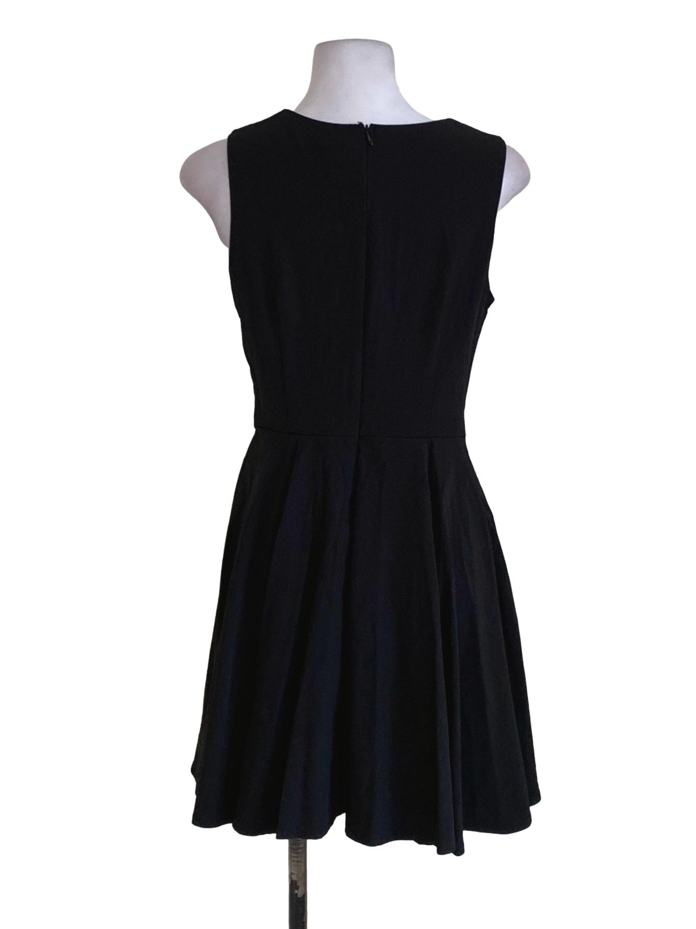 Black Bateau Neckline A-Line Dress